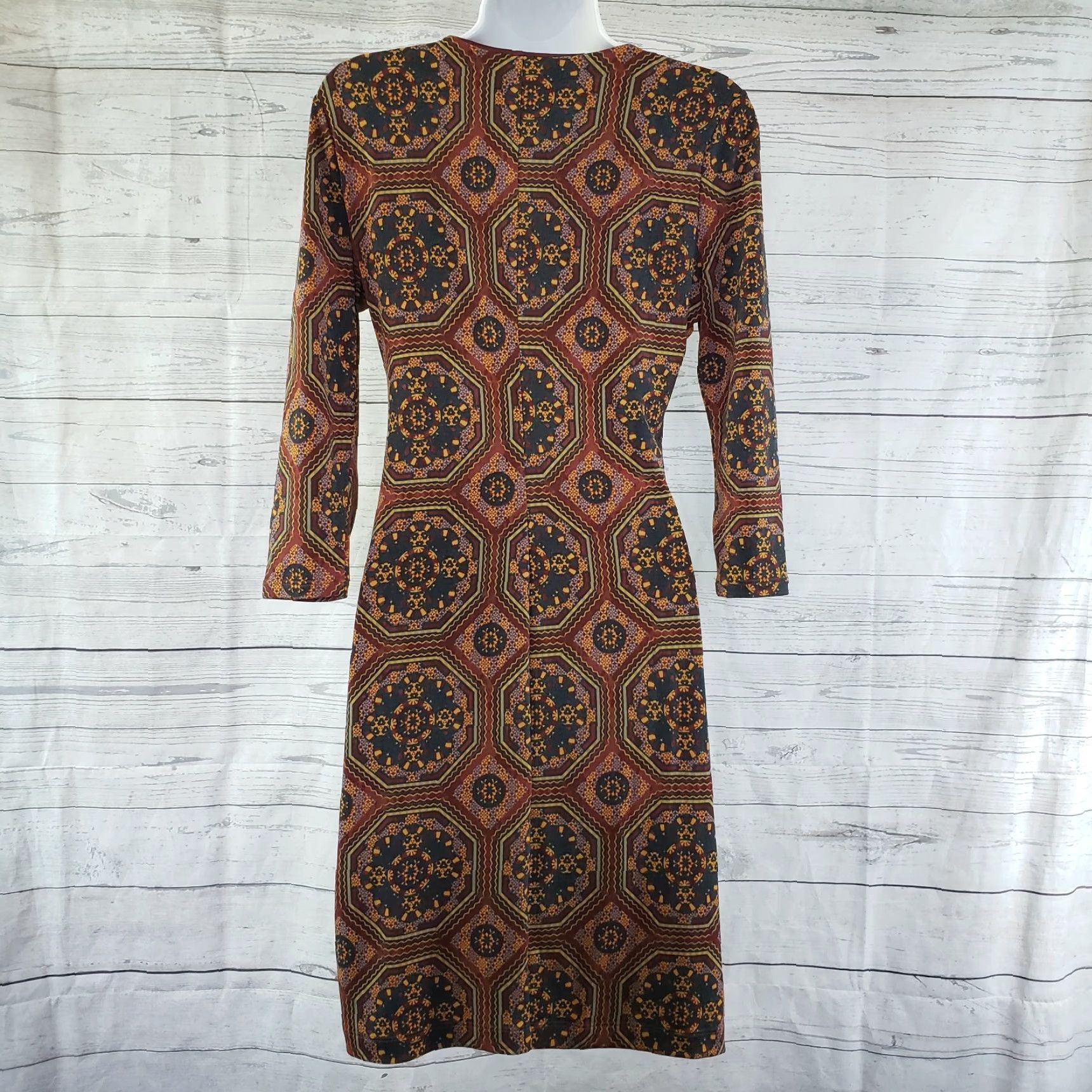 Vintage 41Hawthorn Womens Faux Wrap Dress Sz Small Green Brick Red Zips V-Neck Dress S Red 90s? Size S / US 4 / IT 40 - 3 Thumbnail