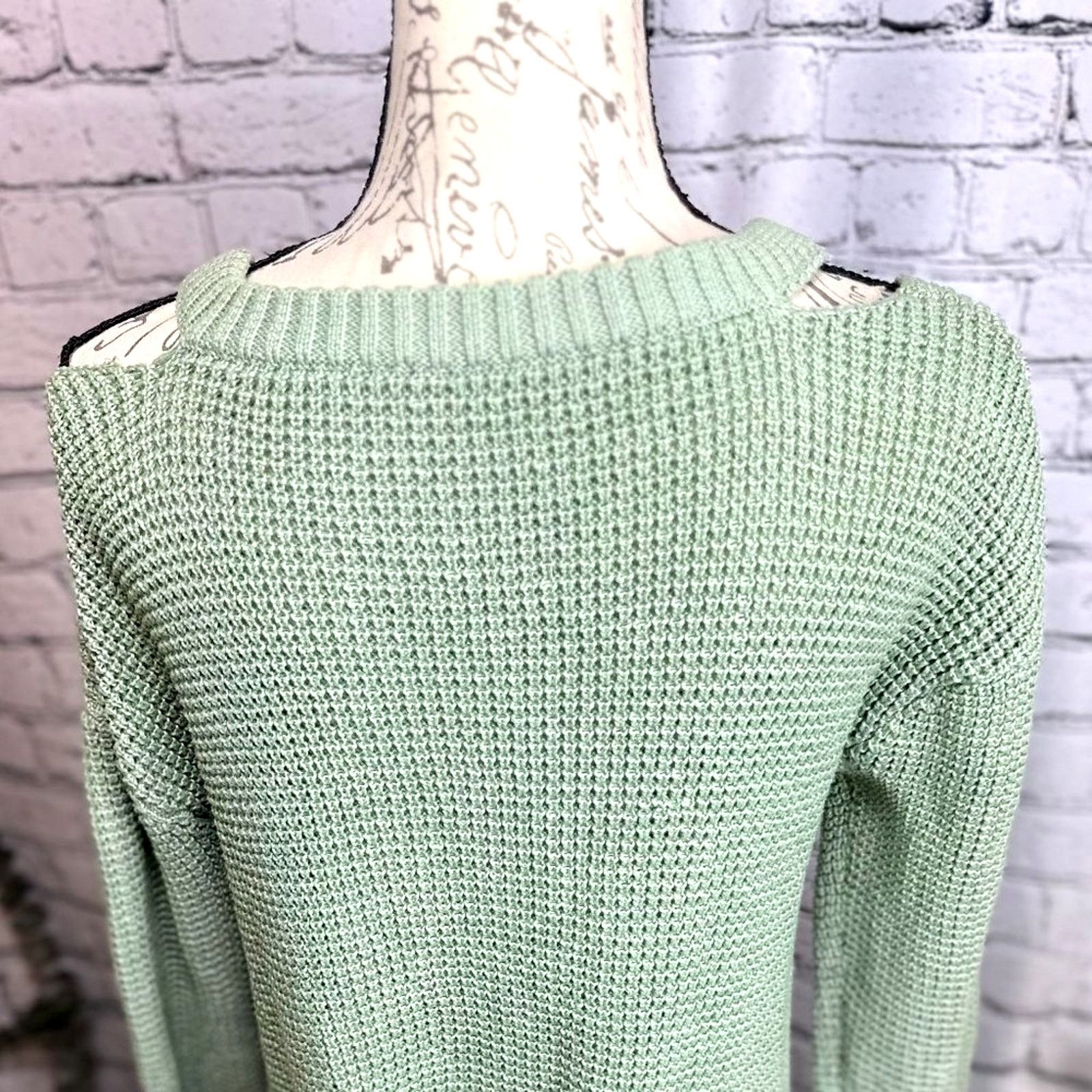 Other SideFeels V Neck Cold Shoulder Knitted Sweater Mint Green L Size L / US 10 / IT 46 - 15 Thumbnail