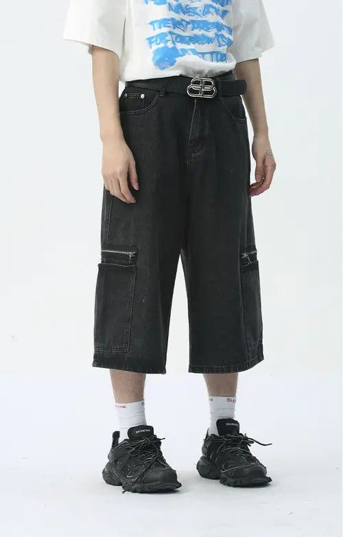 Other Black washed denim shorts with metal zipper Size US 32 / EU 48 - 5 Thumbnail