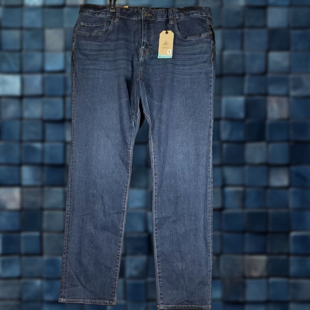 Prana prAna Jeans Mens Slim Fit Tapered 42x34 Dark Wash Blue Denim Size US 42 / EU 58 - 1 Thumbnail