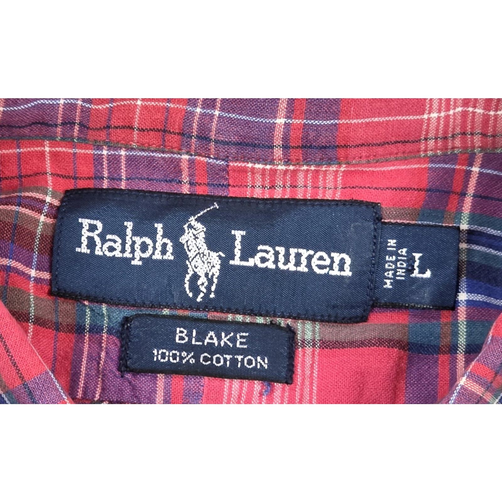 Polo Ralph Lauren VTG Ralph Lauren Polo Blake Button-Up Short Sleeve Men L Madras Red Plaid Shirt Size US L / EU 52-54 / 3 - 7 Thumbnail