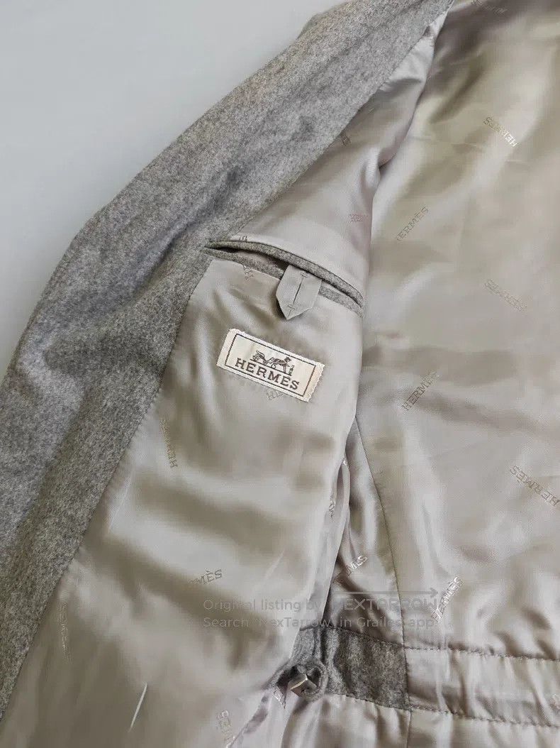 Hermes Hermes Gray 100% Wool Autumn/Winter Flannel Blazer Jacket Size 48R - 3 Thumbnail