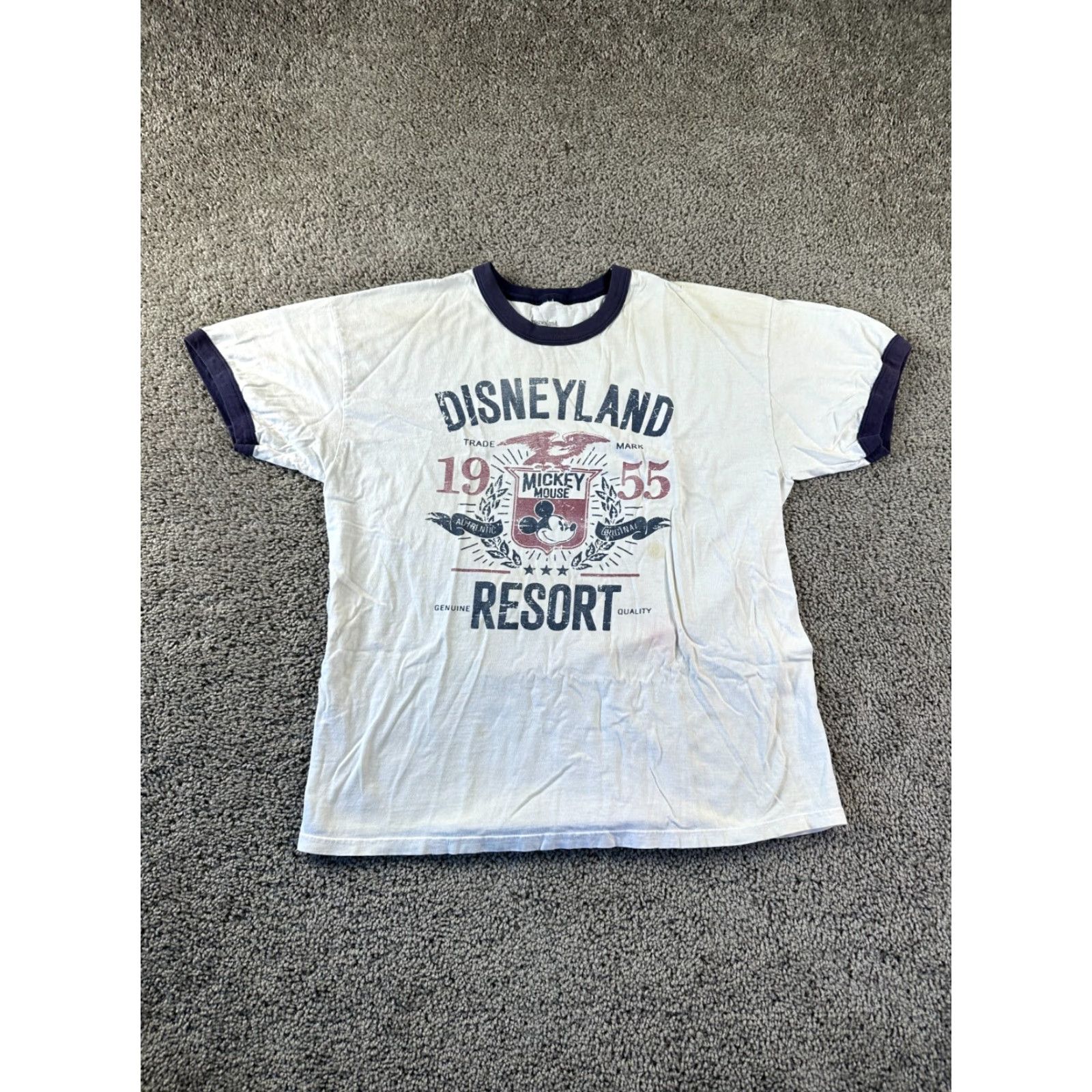 Disney Disney Shirt Mens Large White Blue Ringer Mickey Dinseyland Theme Park FLAW Size US L / EU 52-54 / 3 - 2 Thumbnail
