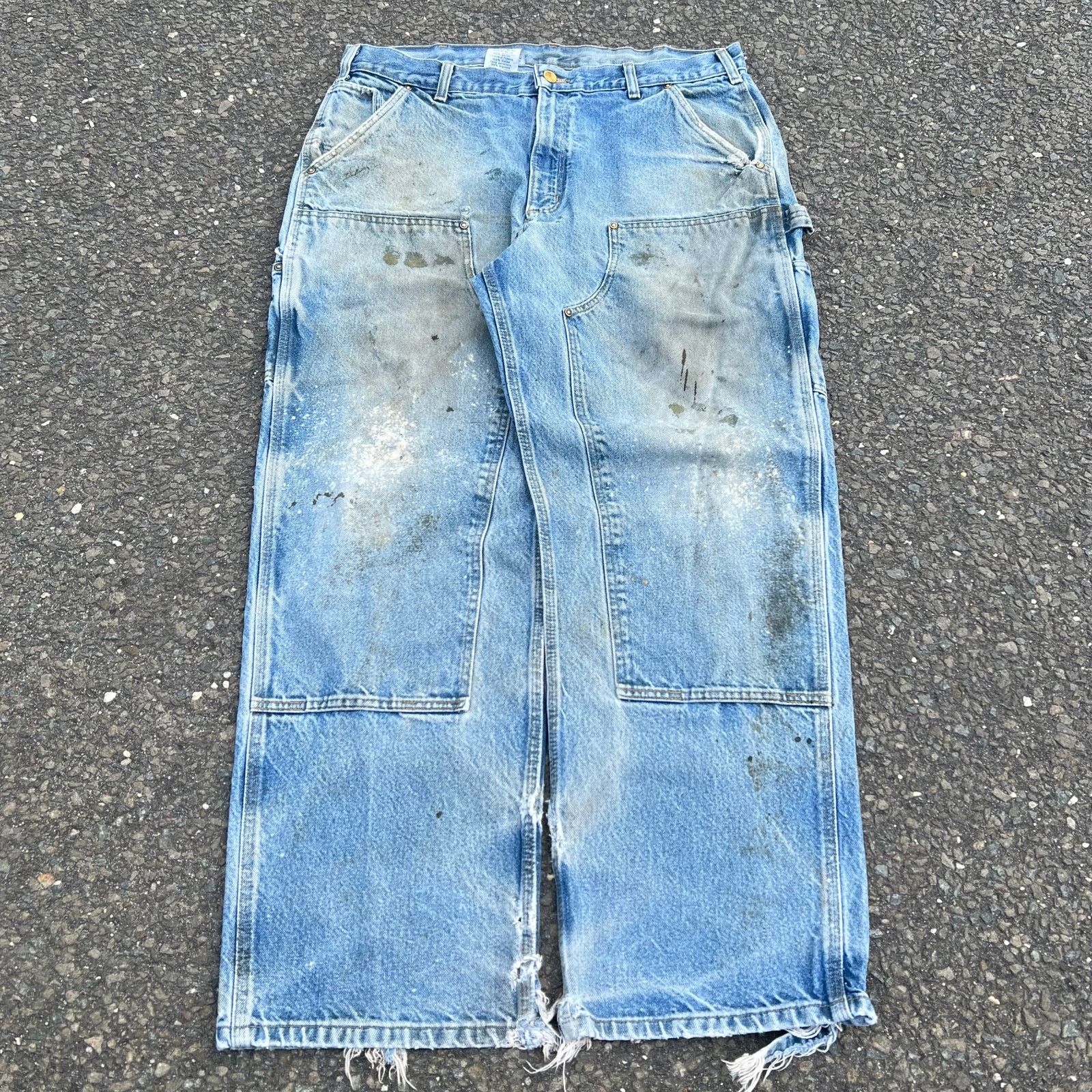 image of Carhartt Fade Denim Blue Jeans Double Knee Work Pant, Men's (Size 36)