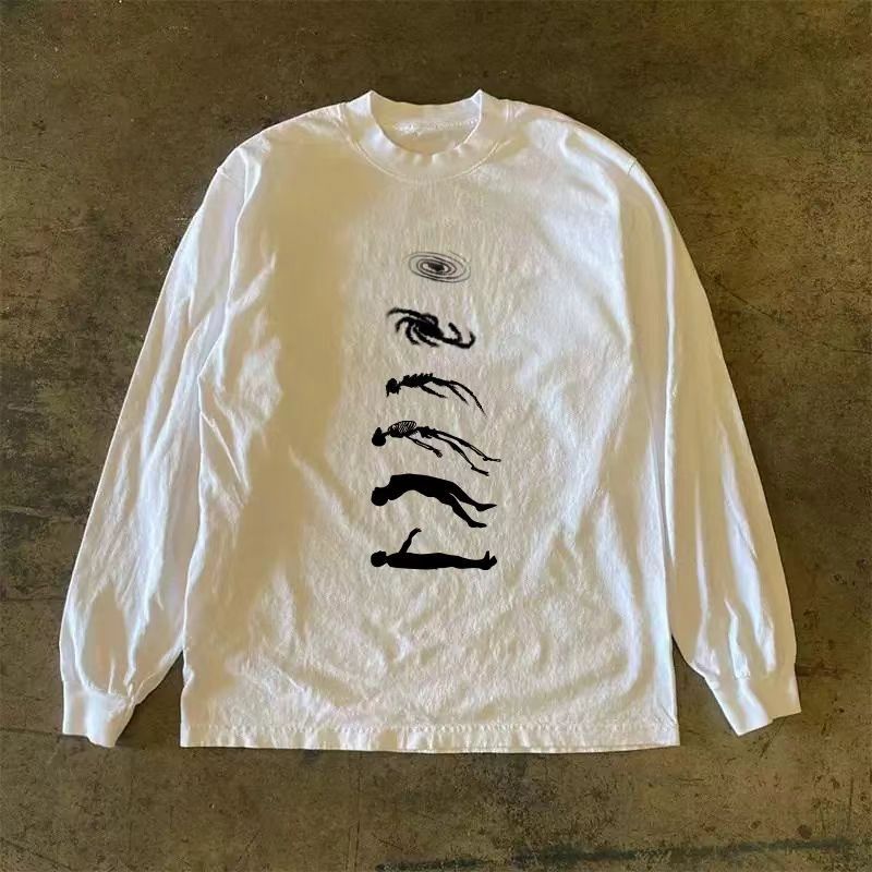 Vintage White retro fun hip-hop print long-sleeved t-shirt Size US M / EU 48-50 / 2 - 1 Thumbnail
