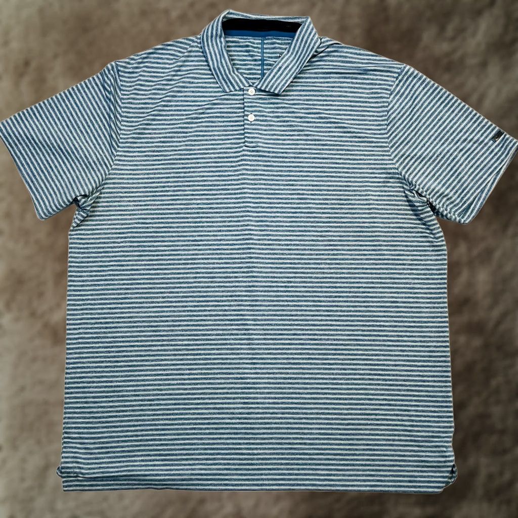 Nike Nike Dri-FIT Polo Shirt Mens XL Blue White Striped Golf Tiger Woods Athletic Size US XL / EU 56 / 4 - 1 Thumbnail