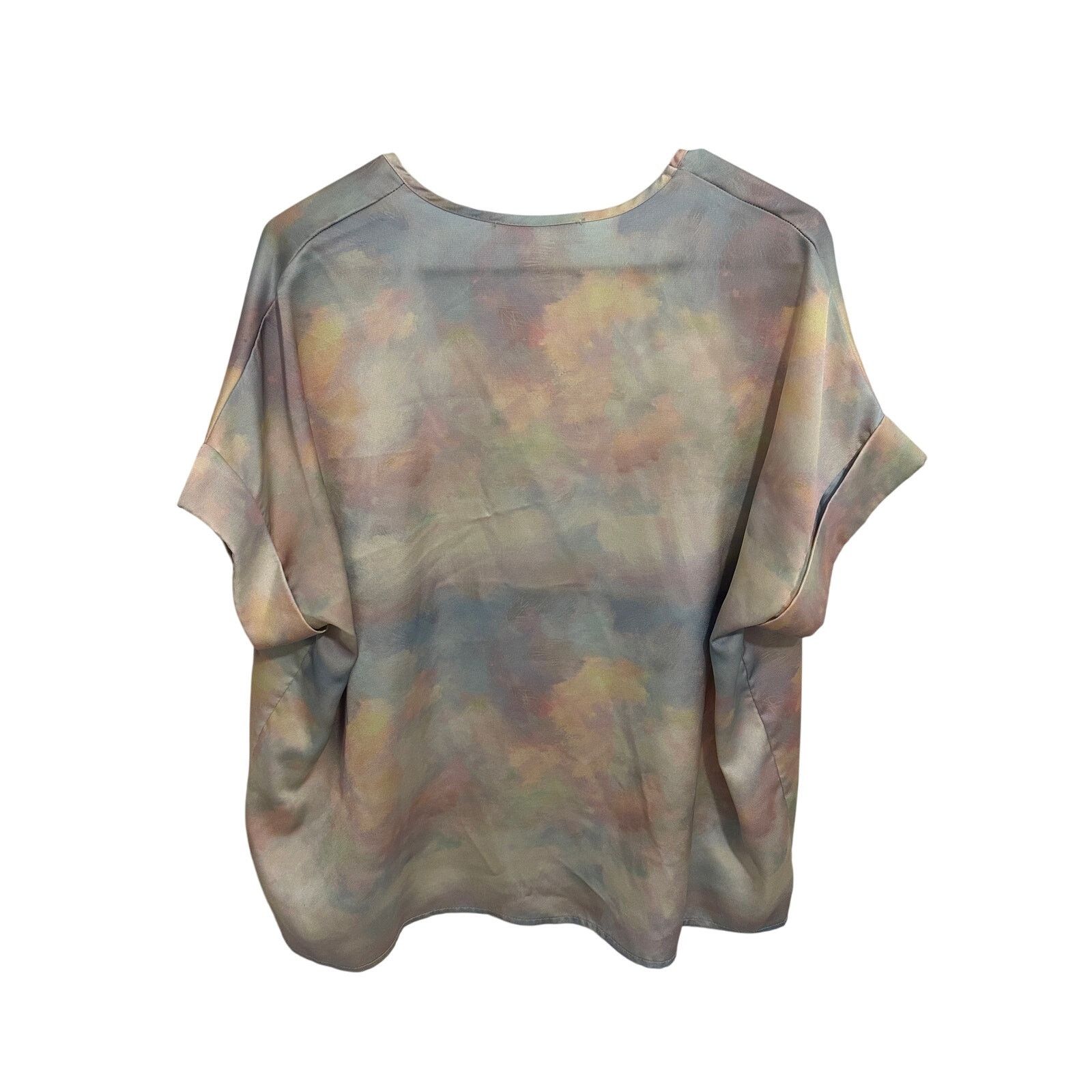 Other KARLIE Tie Dye Multicolor Short Rolled Sleeve V-Neck Blouse Size M / US 6-8 / IT 42-44 - 6 Thumbnail