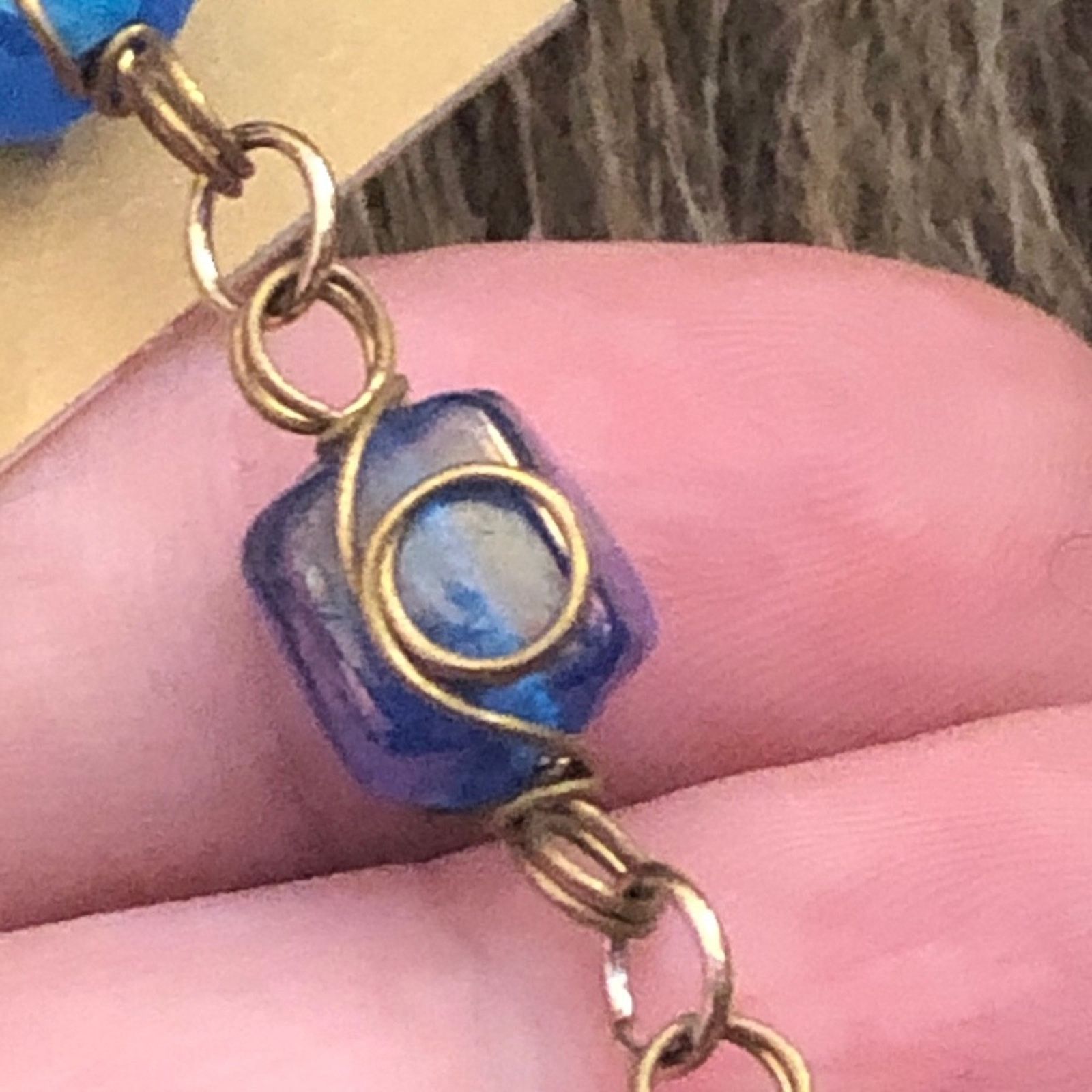 Vintage Vintage wired blue glass dangle pierced earrings Size ONE SIZE - 5 Thumbnail