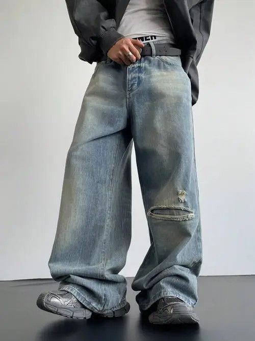 Jean Baggy Denim VIntage Retro Jeans Size US 33 - 2 Thumbnail