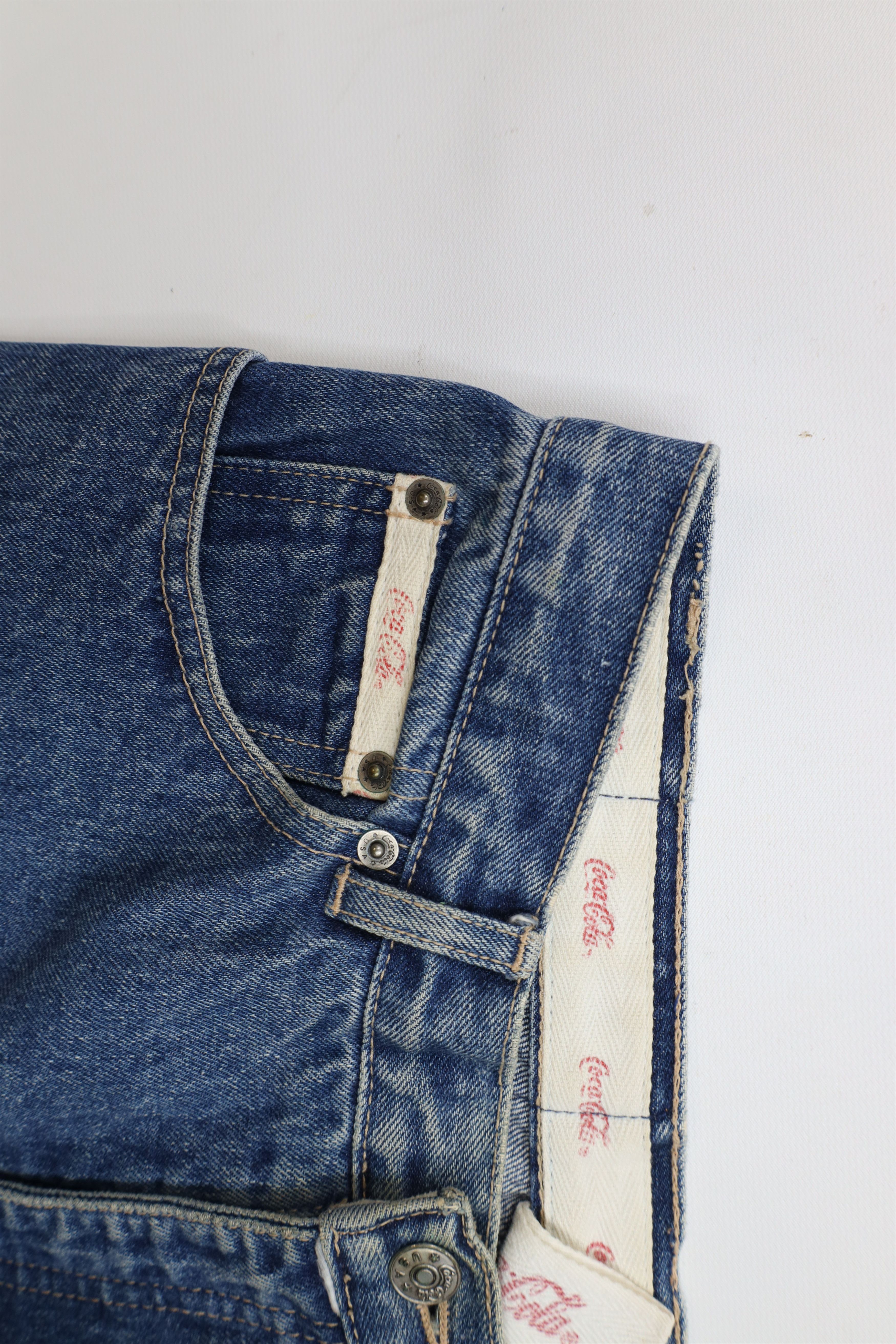 Vintage Vintage 90s Coca Cola Spell Out Straight Leg Denim Jeans Size 36" / US 14 / IT 50 - 8 Thumbnail