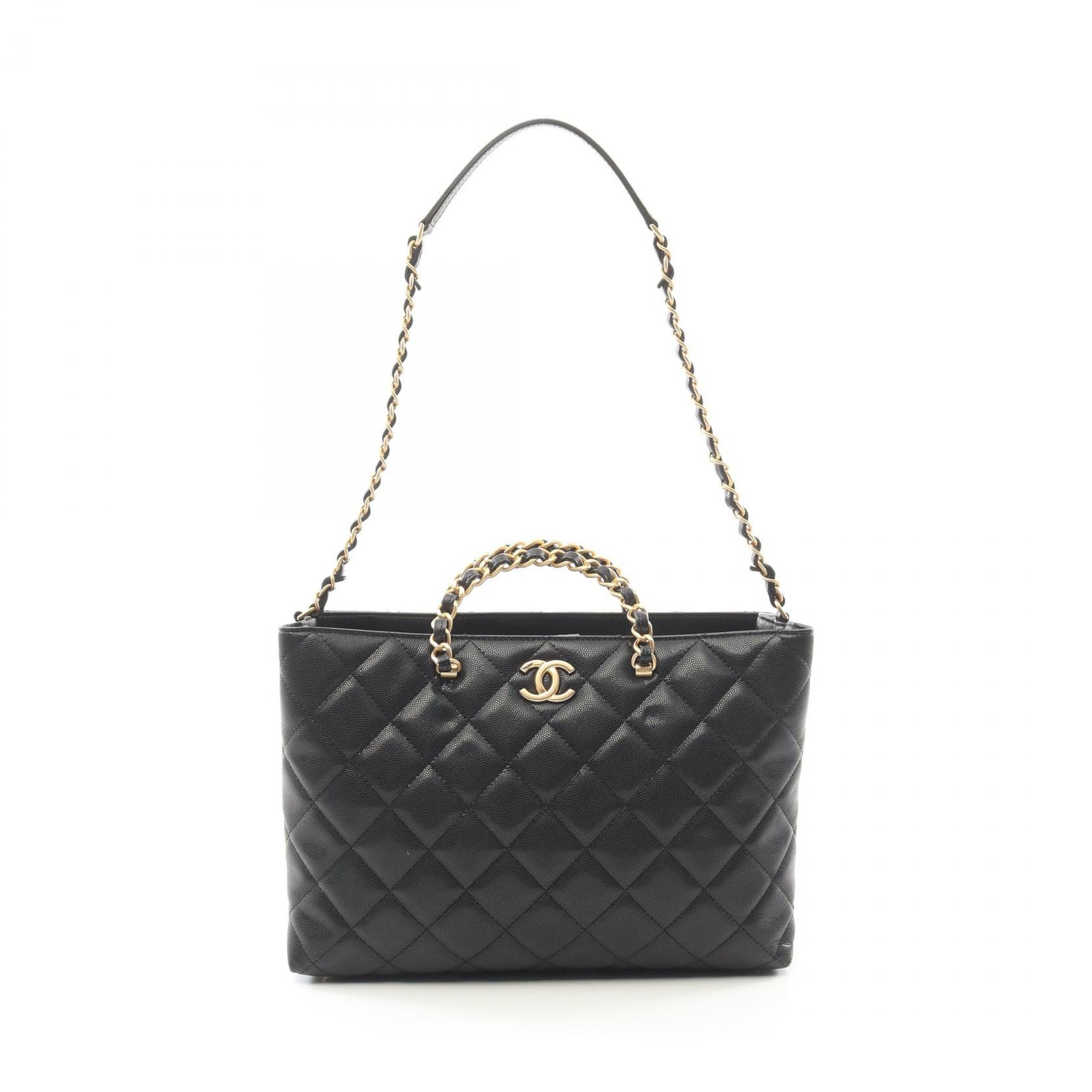 Chanel Chanel Matelasse Grained Calfskin Tote Bag Leather Tote Bag As4824 in Black, Women's