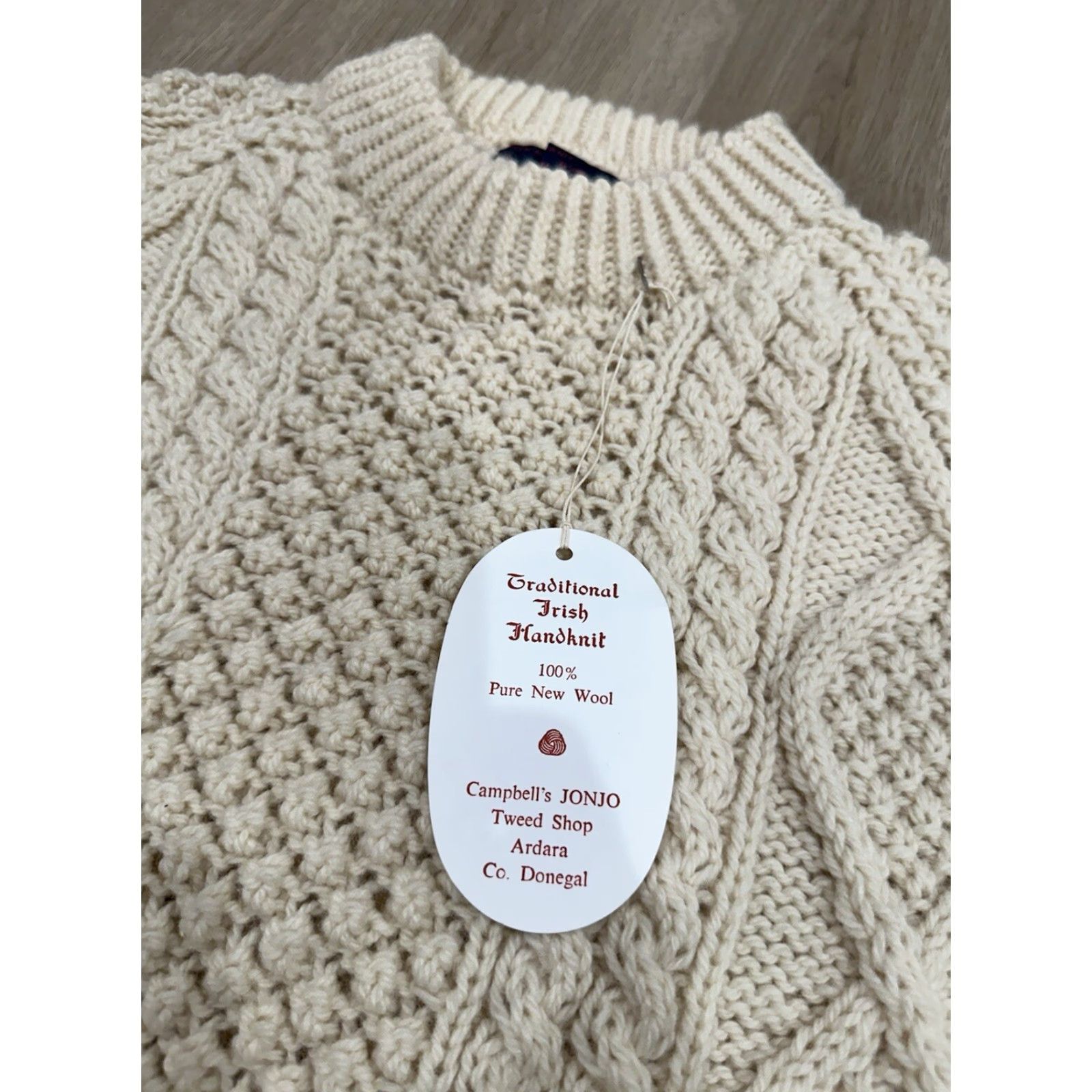 Vintage VINTAGE Campbell's Sweater Aran Cable-Knit Wool Ivory 42 Women Crew Neck Long Sleeve NWT Ireland Size M / US 6-8 / IT 42-44 - 5 Thumbnail