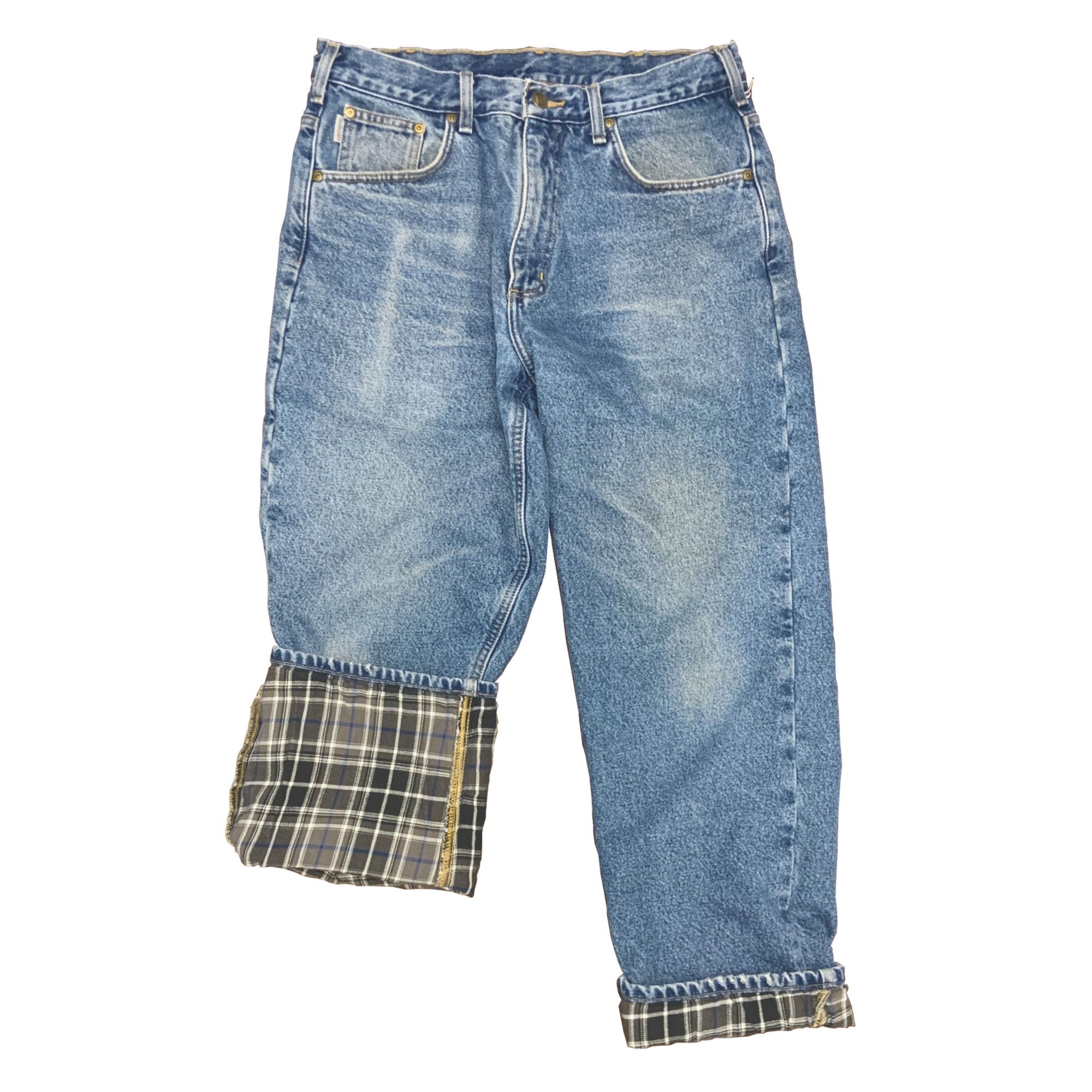 Carhartt × Vintage Vintage Flannel Lined Carhartt Blue Jeans Size US 34 / EU 50 - 3 Thumbnail