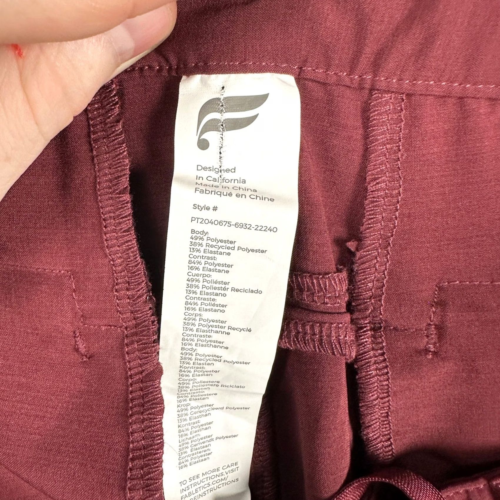 Fabletics Fabletics Mens Chino Pants Regular Slim Flat Front Maroon 34 Inseam 28 Size US 31 - 4 Thumbnail