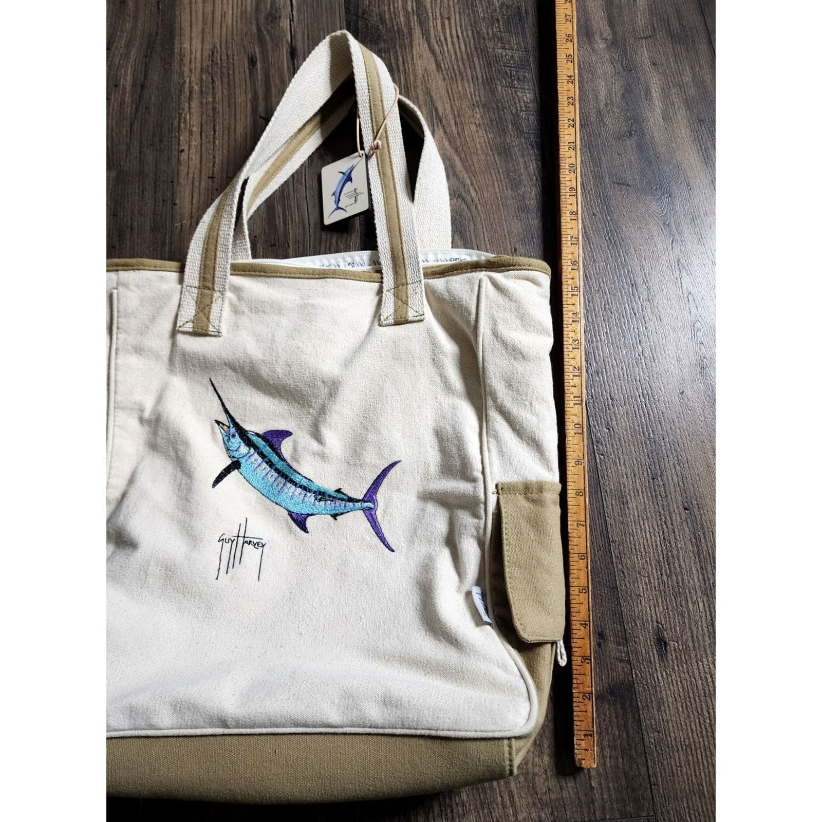 Guy Harvey Guy Harvey Swordfish Canvas Cargo Tote Bag Unisex Adults Tote Size ONE SIZE - 3 Thumbnail