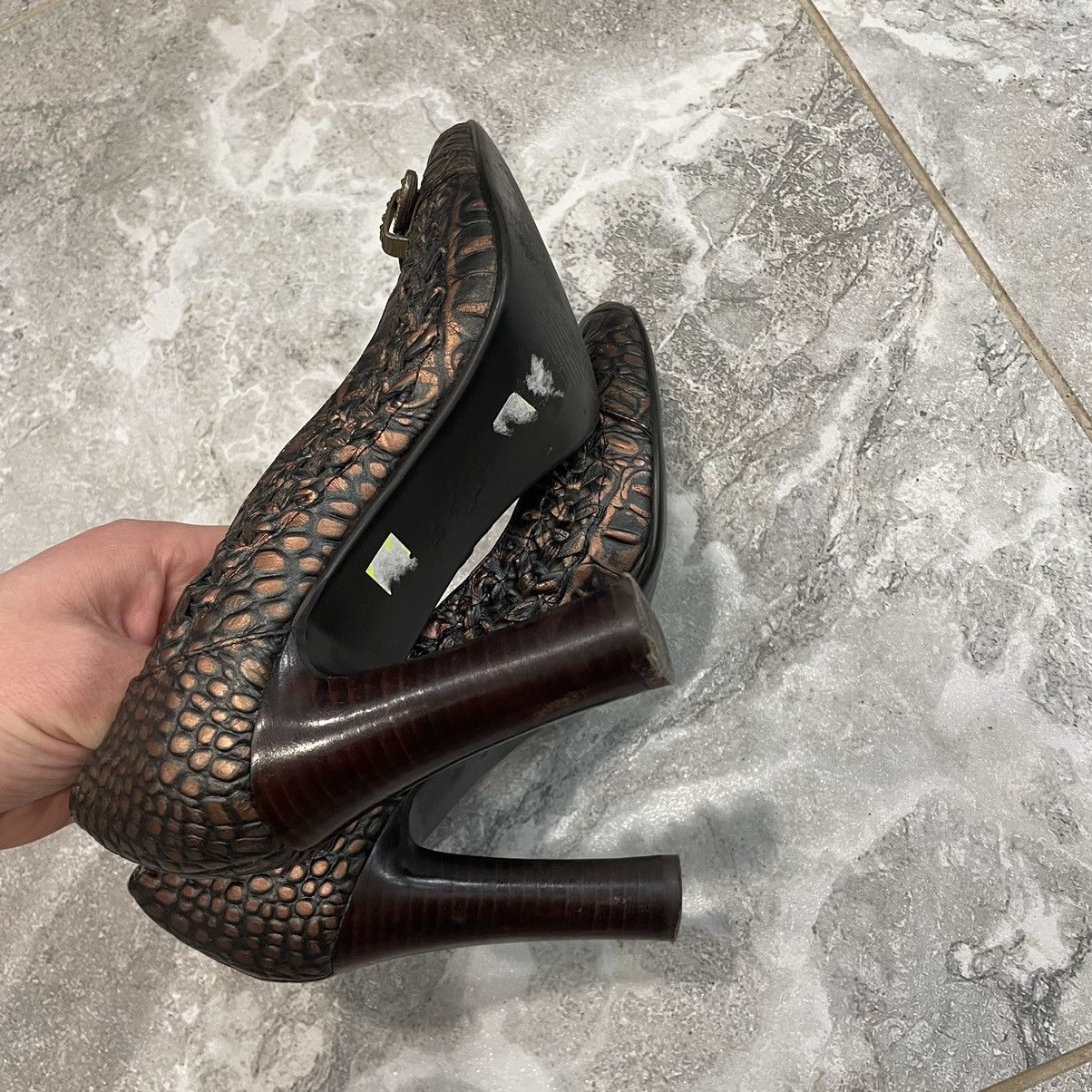 Japanese Brand 38 DRAGON Snake PRINTED High Heels BOOTS VINTAGE AZTEK WESTE Size US 8 / IT 38 - 5 Thumbnail