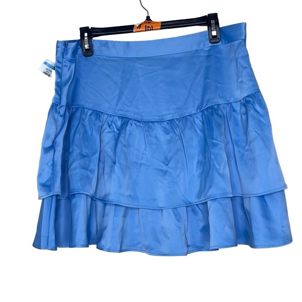 Other Something New Womens Size XL Tiered Mini Skirt Blue Zip Clos Size 32" / US 10 / IT 46 - 2 Thumbnail
