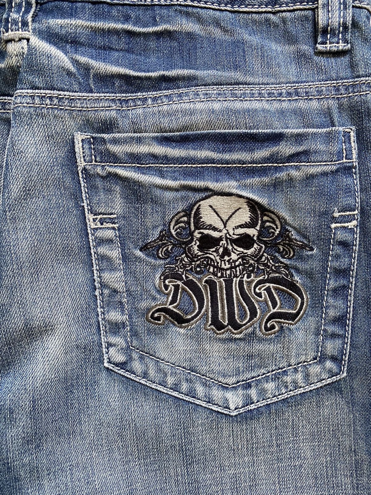 Other Y2K Here There Jeans Scull Embroidered Washed Denim Pants Size US 28 / EU 44 - 3 Thumbnail