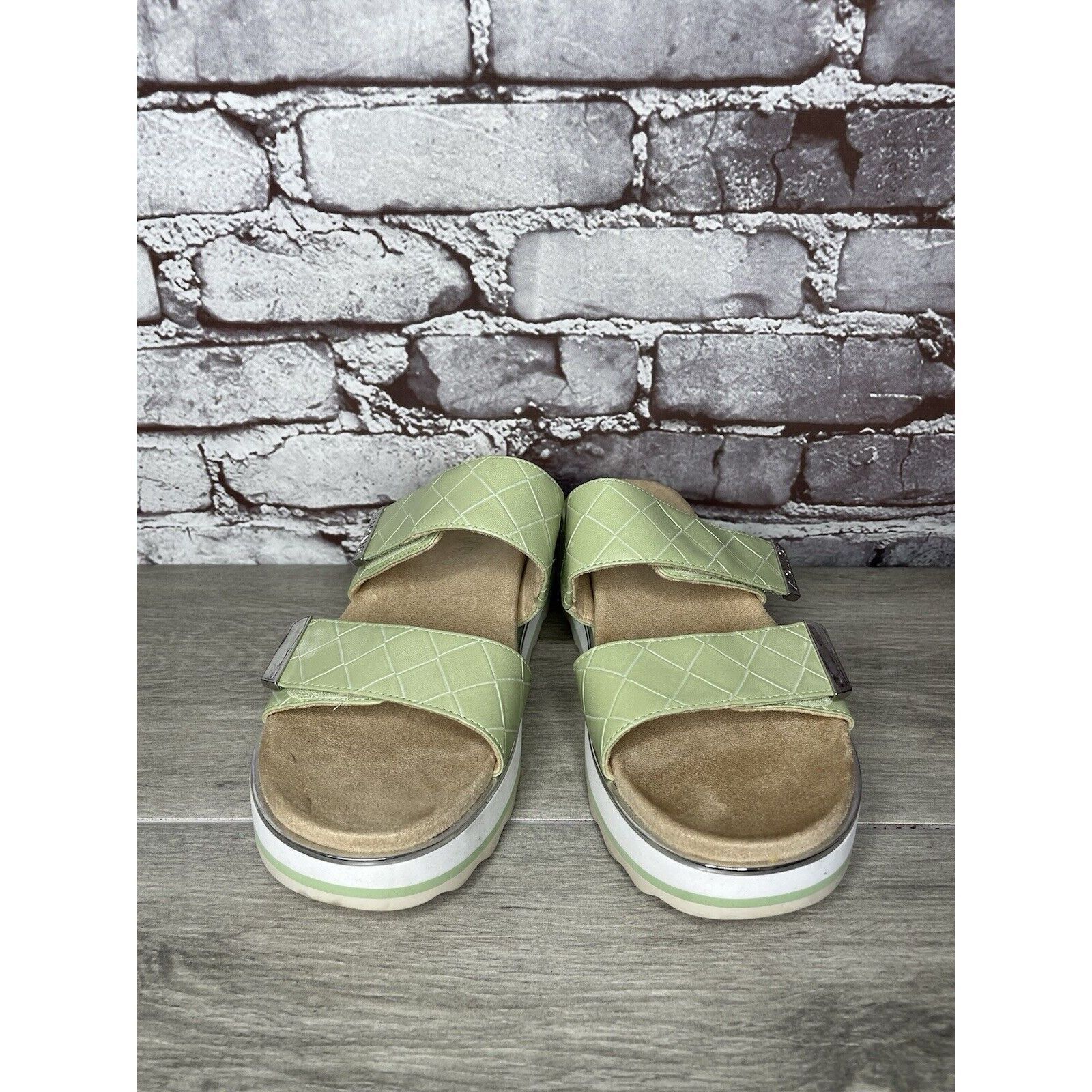 Other Vionic Brandie Mint Green Double Strap Slide Vegan Sandals W Size US 8 / IT 38 - 4 Thumbnail
