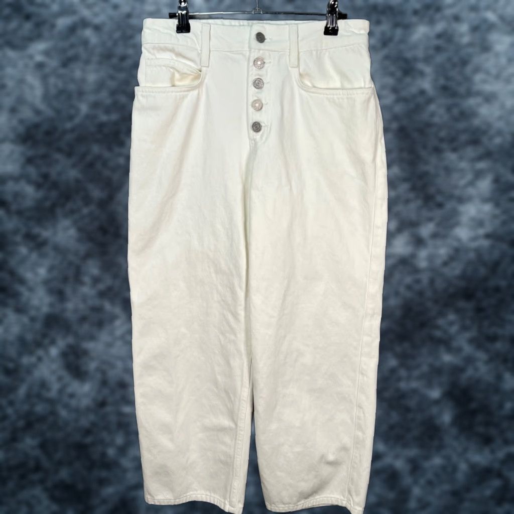 Vintage ALC Womens Size 4 White Denim Button Fly Straight Leg Relaxed Fit Pants Jeans Size 27" / US 4 / IT 40 - 1 Thumbnail