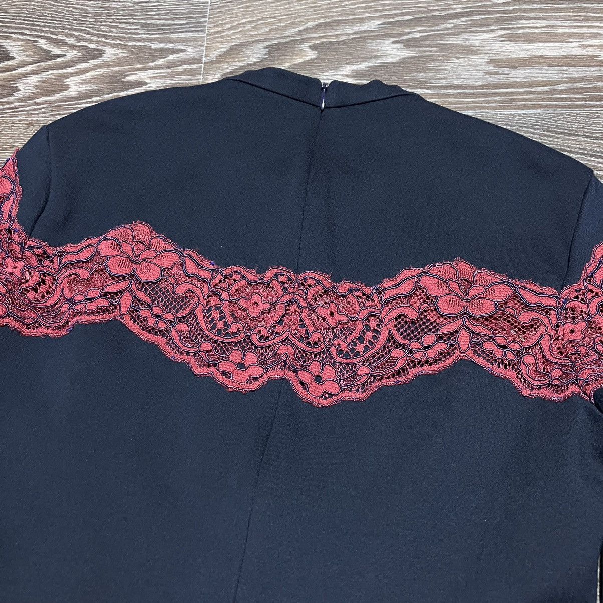 Sandro SANDRO Paris Color Lace Insets Viscose Longsleeve Dress Size S / US 4 / IT 40 - 5 Thumbnail