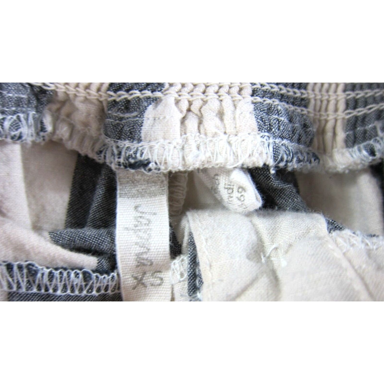 Vintage Japna 100% Cotton Ivory Blue Stripe Pocket Wide Leg Romper Jumpsuit Size XS Size 26" / US 2 / IT 38 - 3 Thumbnail