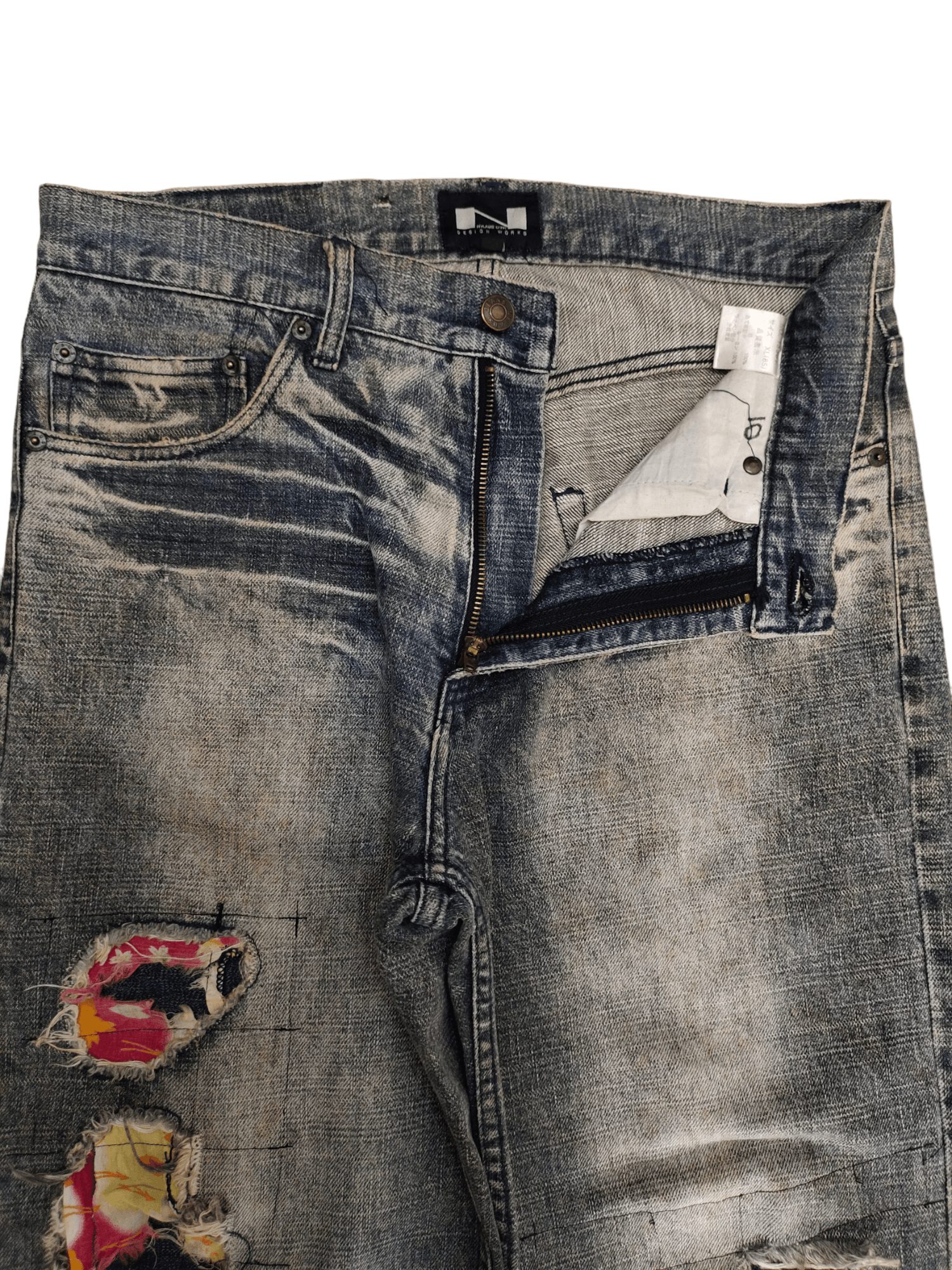 Hysteric Glamour Japanese Brand Nylaus Patchwork Distress Faded Denim Pants Size US 32 / EU 48 - 7 Thumbnail