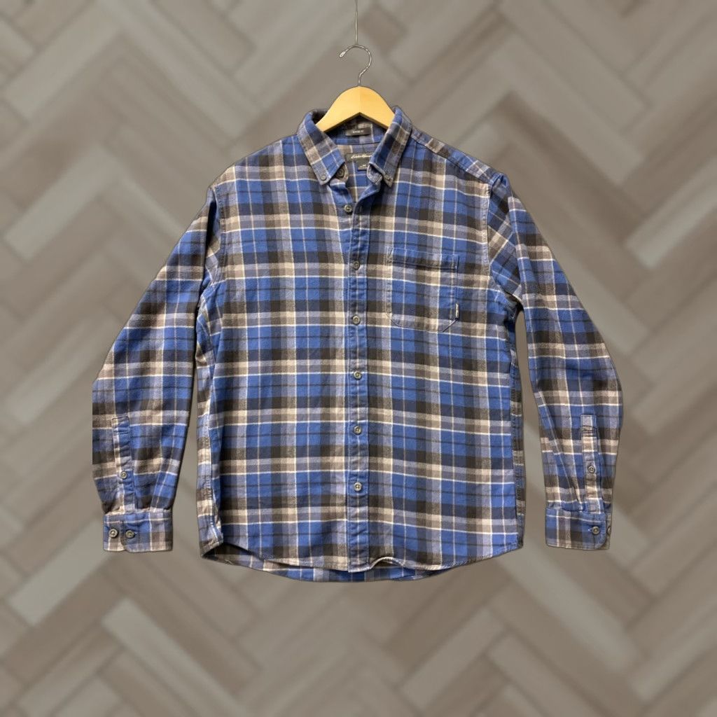Eddie Bauer EDDIE BAUER Button-Up Shirt Men M Blue Gray Plaid Large /0255 Size US M / EU 48-50 / 2 - 1 Thumbnail