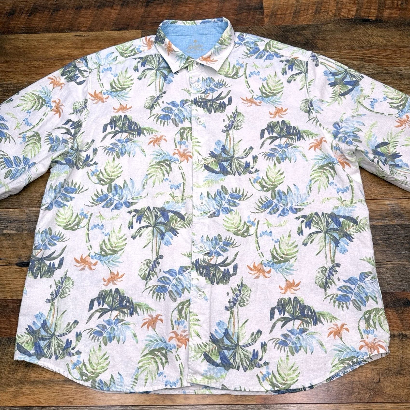 Vintage Paradise Collection Shirt 2XL XXL White Floral Button Up Linen Mens Size US XXL / EU 58 / 5 - 2 Thumbnail