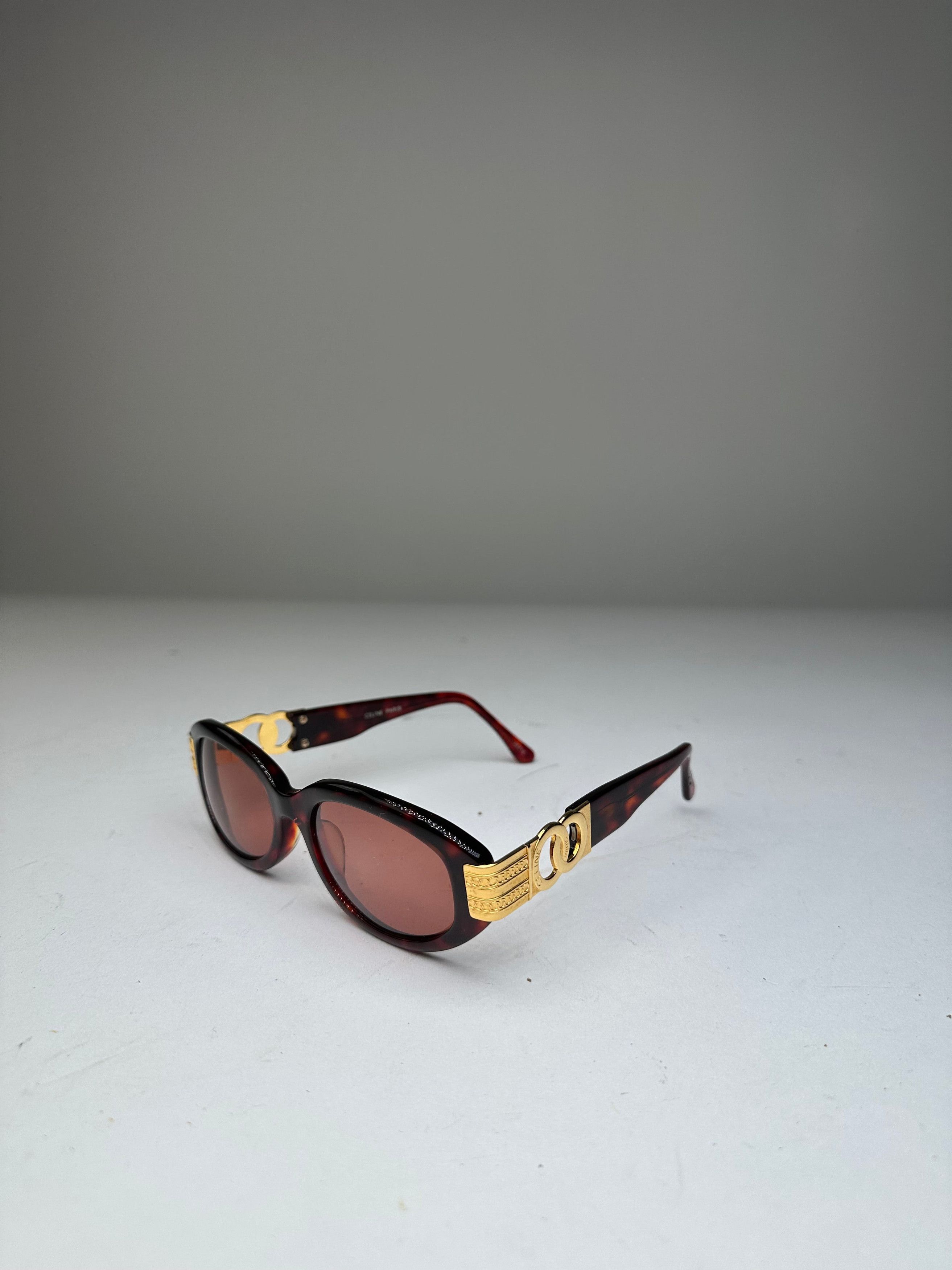 Celine Vintage Acetate Sunglasses Dark Tortoiseshell Gold Size ONE SIZE - 1 Thumbnail
