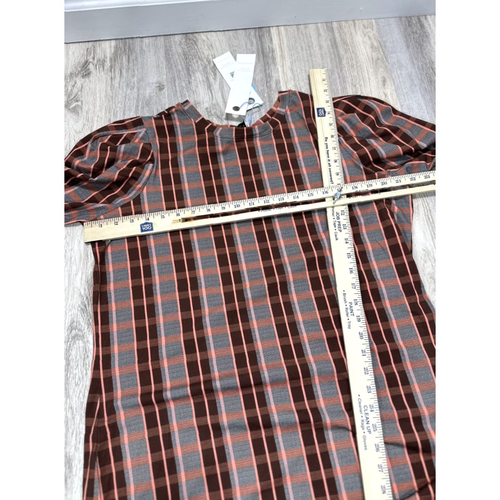 Tanya Taylor Tanya Taylor Designs Nancy Dress Gray Burgundy Plaid 1X NWT Organic Cotton Midi Dress Women Plus Jacket? Size XL / US 12-14 / IT 48-50 - 2 Thumbnail