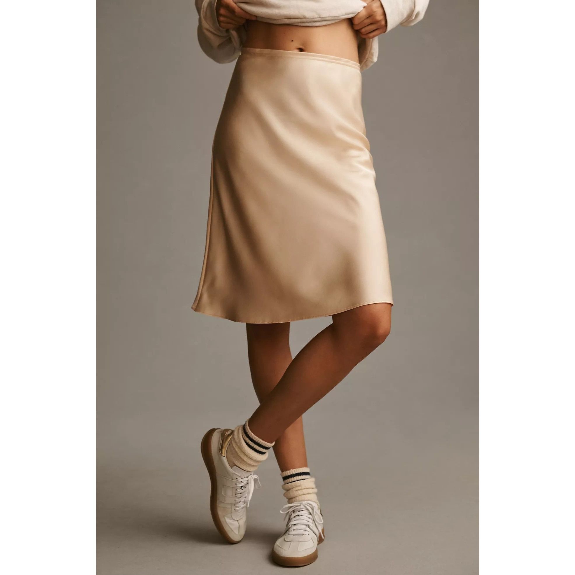 Anthropologie Sunday In Brooklyn Pearl Satin Skirt Size 27" / US 4 / IT 40 - 2 Thumbnail