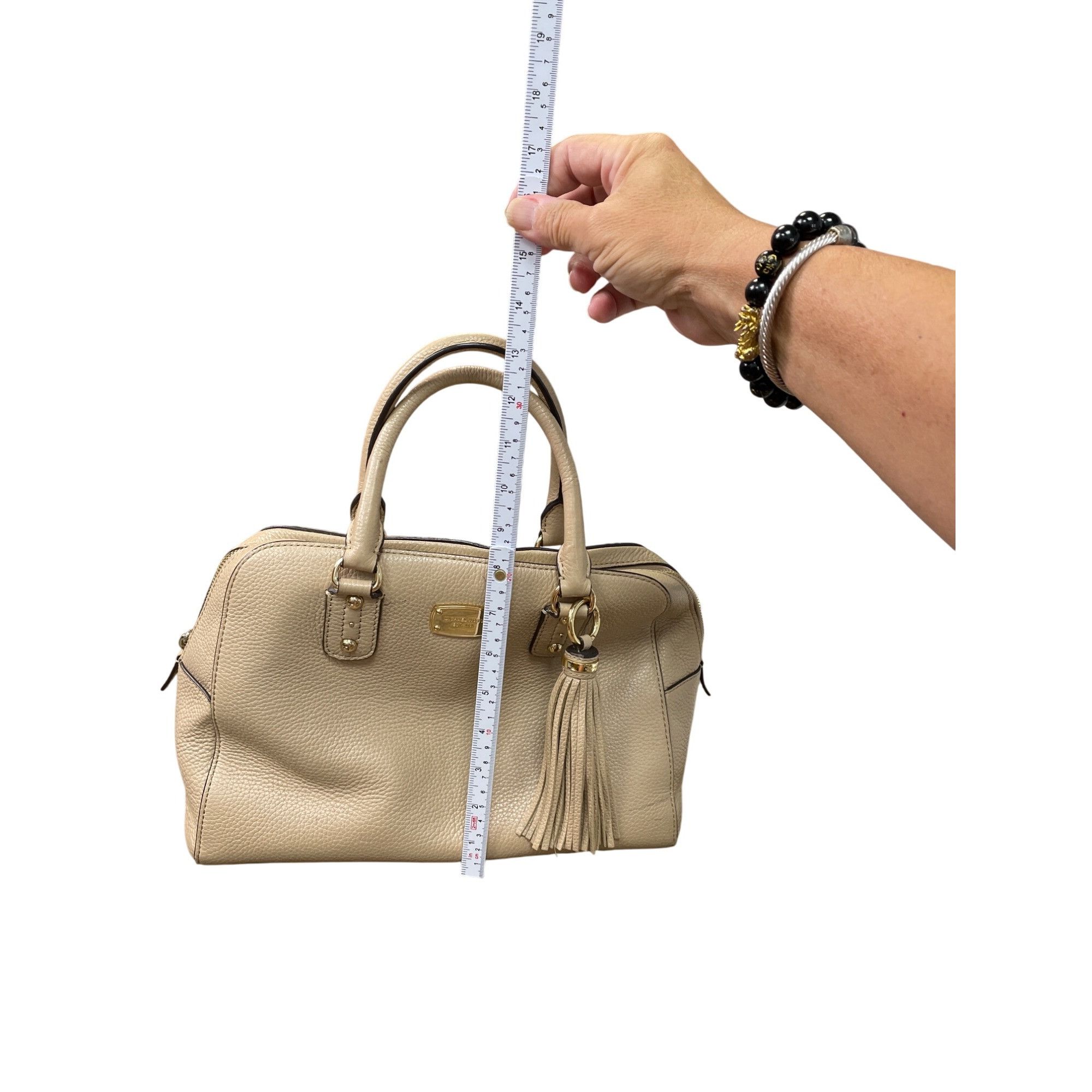 Michael Kors Michael Kors Womens Beige Leather Satchel Handbag SKU 9033 Size ONE SIZE - 10 Thumbnail