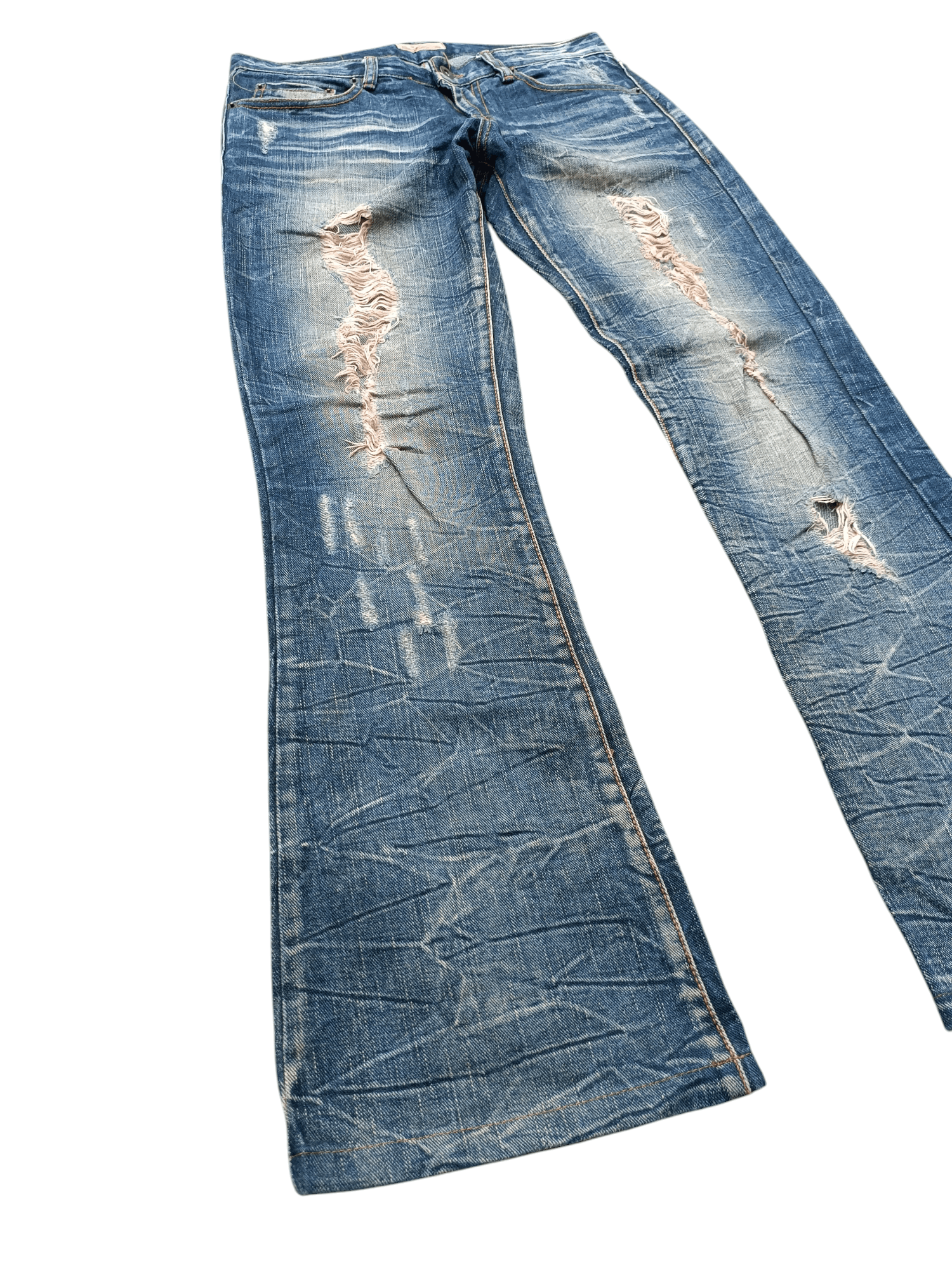 Japanese Brand Flared Bootcut Distressed Whiskers Japanese Brand GOA Denim Size US 30 / EU 46 - 7 Thumbnail