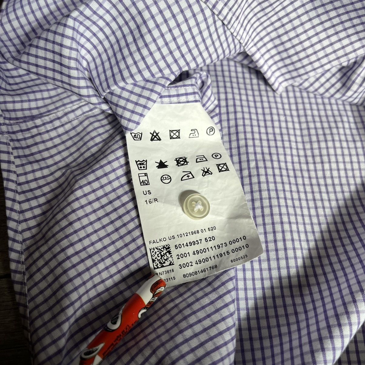 Designer × Hugo Boss × Vintage Vintage Hugo Boss Check Purple/White Button Up Dress Shirt Size US XL / EU 56 / 4 - 4 Thumbnail