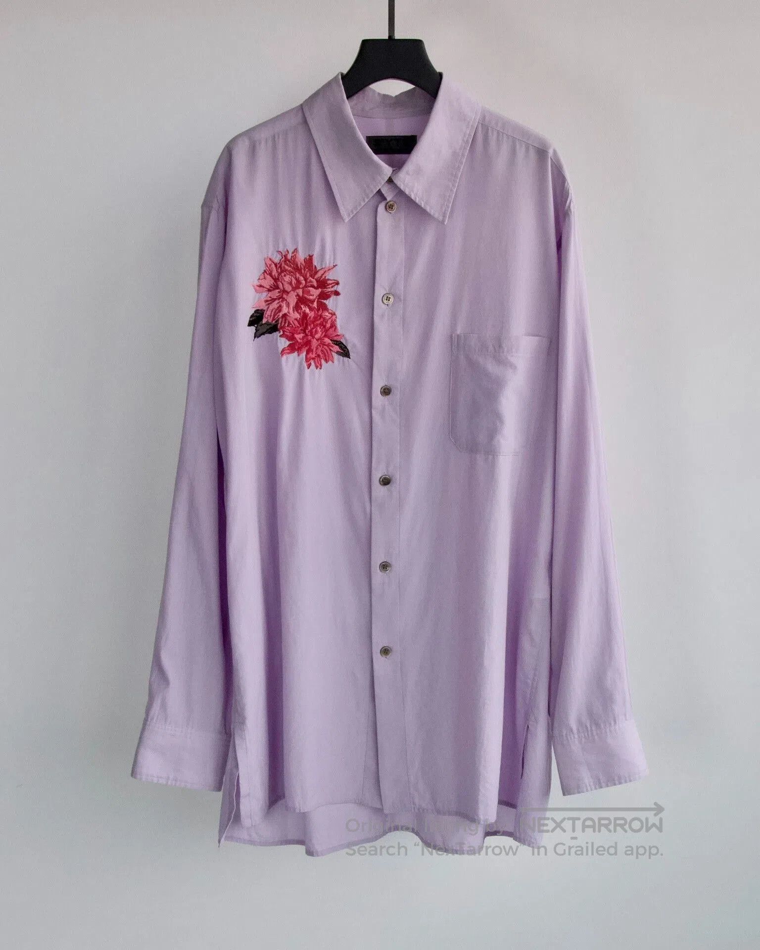 Yohji Yamamoto Elegant Purple Embroidered Shirt by Yohji Yamamoto. Size US XL / EU 56 / 4 - 1 Thumbnail