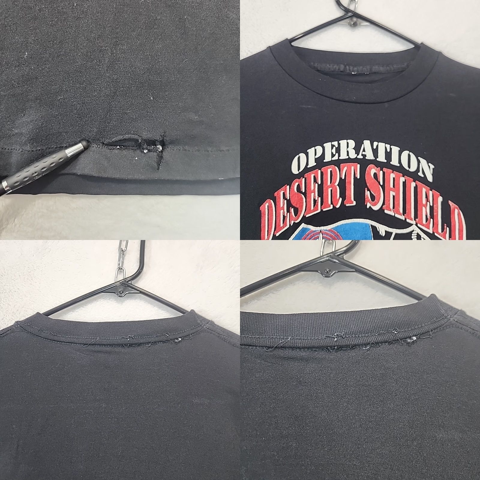 Vintage VINTAGE 90s Operation Desert Shield Saudi Arabia T Shirt Mens L Black Cotton Crew Neck Short Sleeve Regular Fit Logo Graphic Print Military Size US L / EU 52-54 / 3 - 8 Thumbnail