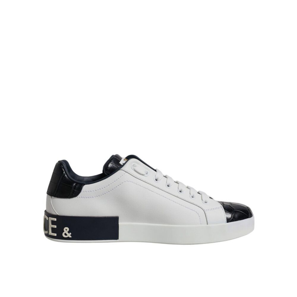 Dolce & Gabbana Dolce & Gabbana White Black Leather Portofino Sneakers Shoes Size US 9 / EU 42 - 1 Preview