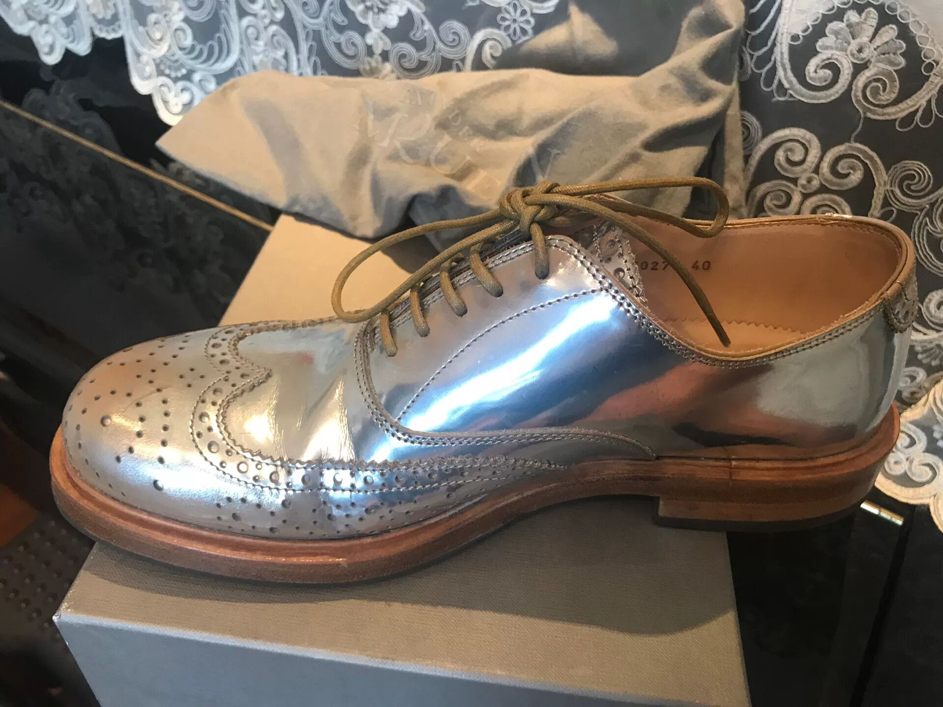 Alexander McQueen Alexander McQueen Silver Mirror Leather Shoes Size US 7 / EU 40 - 6 Thumbnail