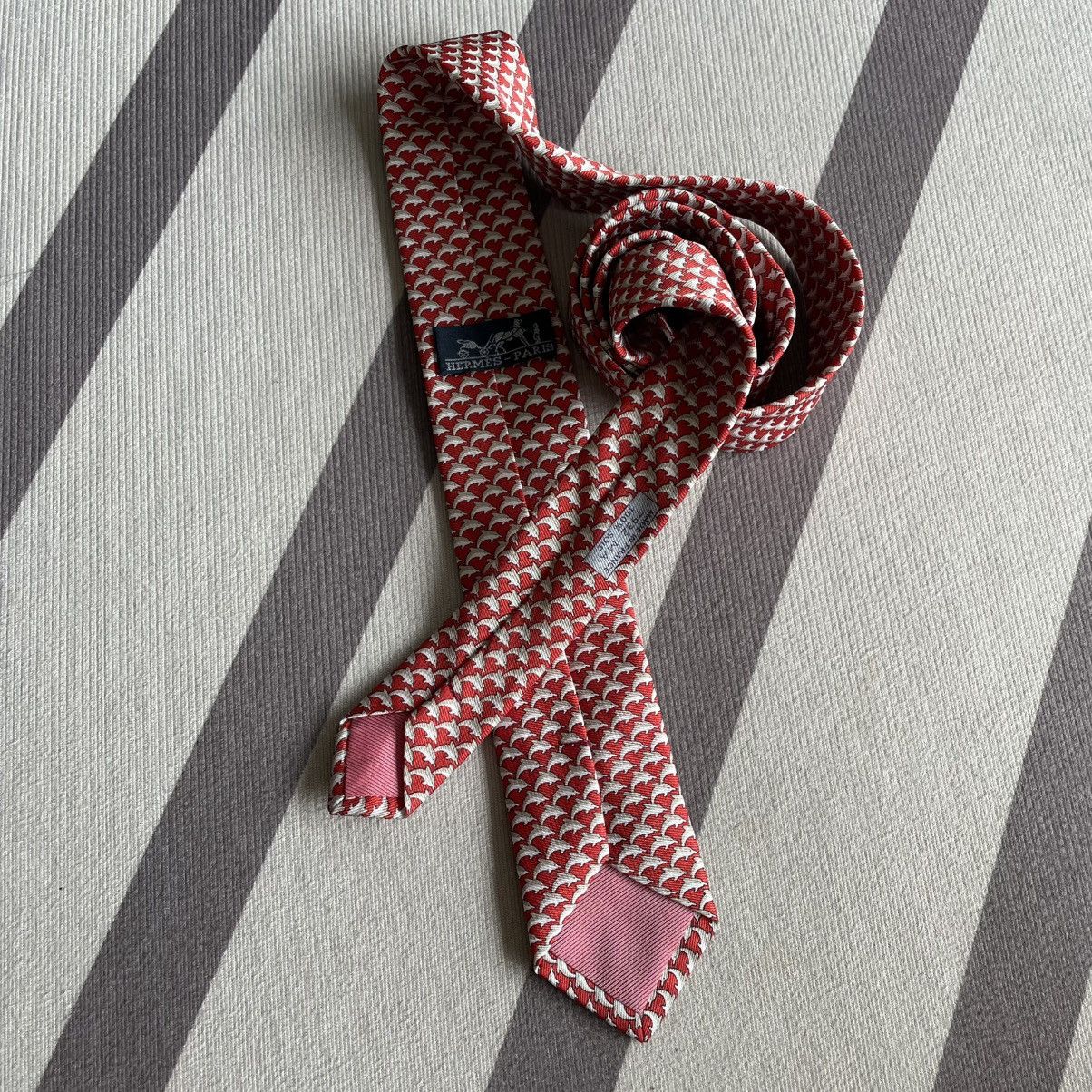 Hermes Vintage Hermes Dolphin Silk Necktie Size ONE SIZE - 4 Thumbnail