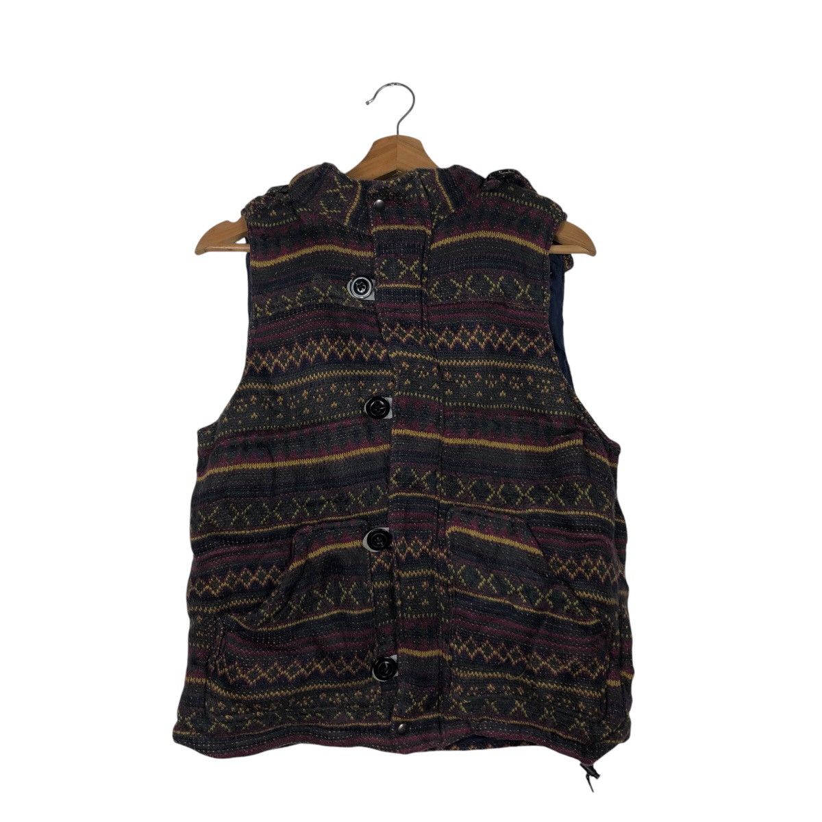 45rpm 📌Vintage Wool Vest Jacket Hoodie Create Barefoot Striped Size US M / EU 48-50 / 2 - 2 Thumbnail