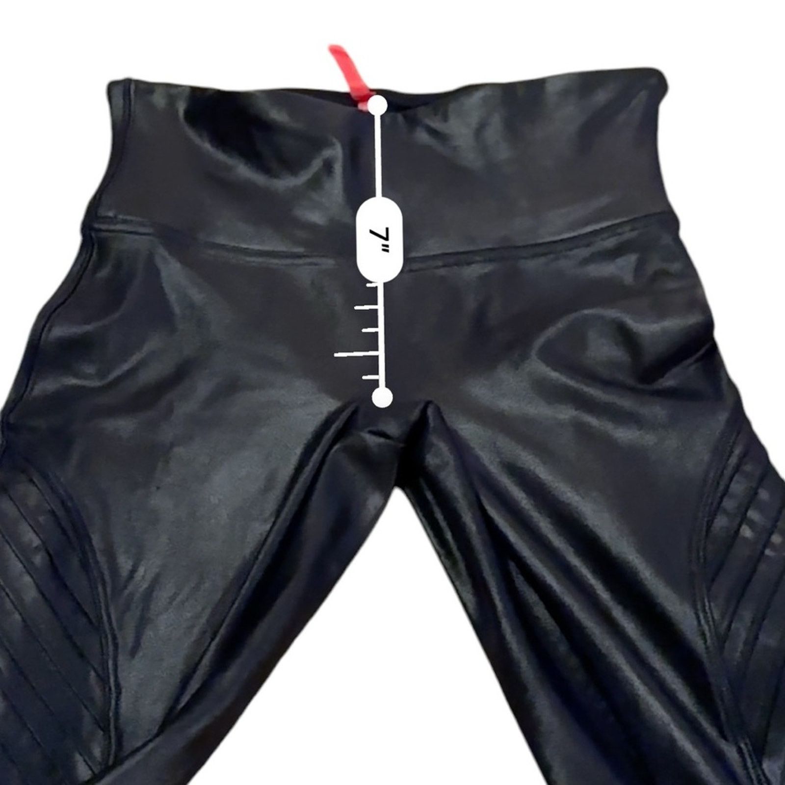 Spanx Spanx Black Faux Leather Moto Mid Rise Shaping Leggings Sz S Size 22" - 12 Thumbnail