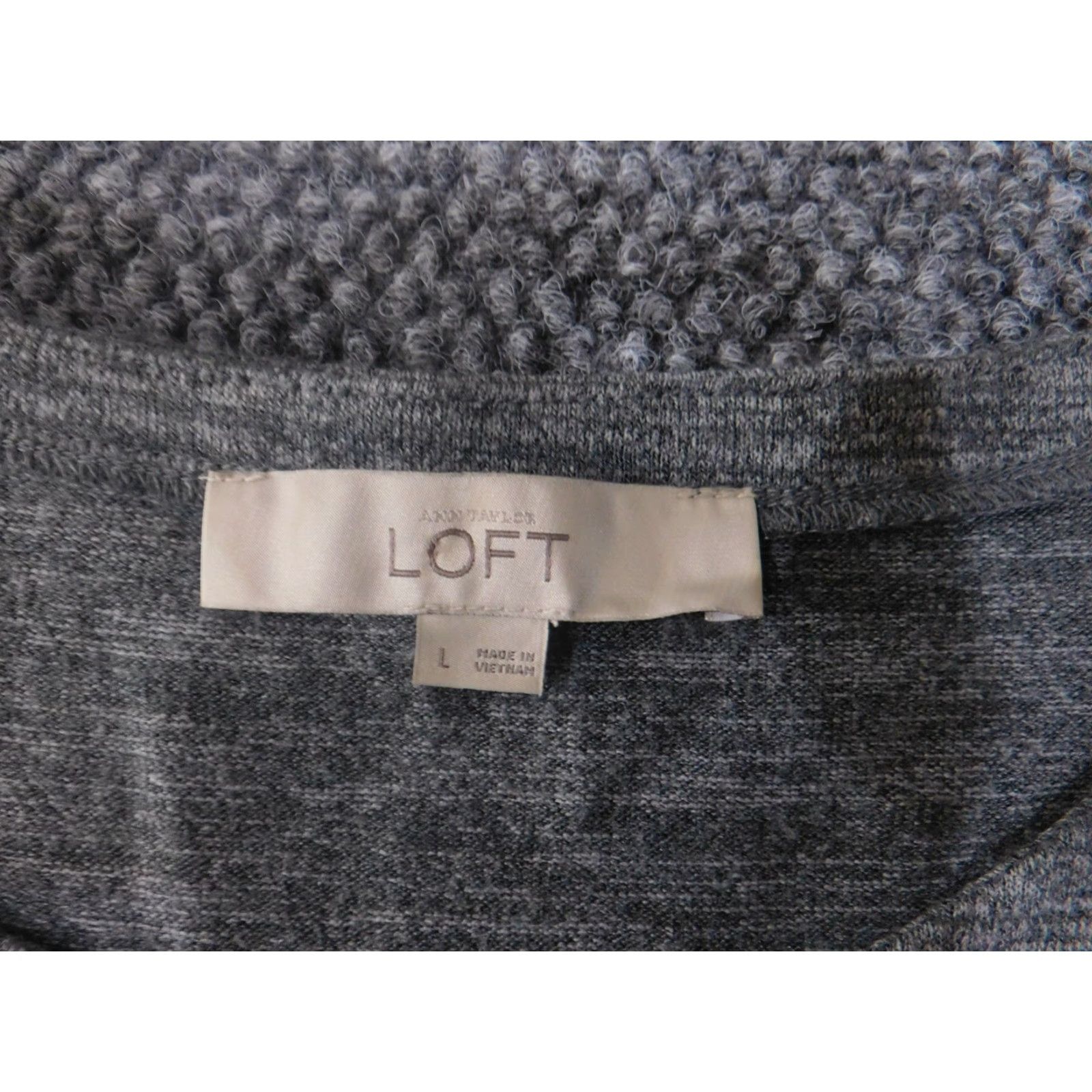 Loft LOFT Sweater Womens Large Gray Blue Ruffle Hem Long Sleeve Pullover Layered Top Size L / US 10 / IT 46 - 4 Thumbnail