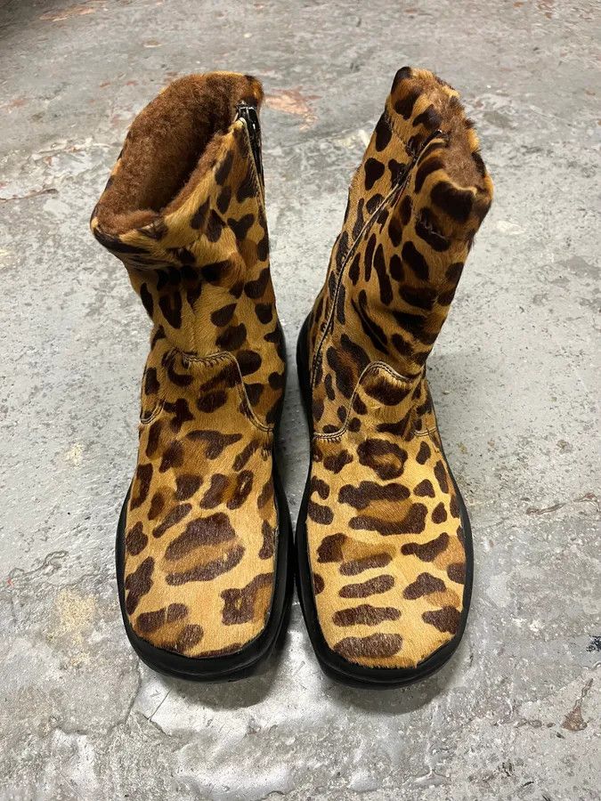 Prada FW1999 Prada Leopard Pony Hair Leather Vibram Boots Size US 6 / IT 36 - 2 Thumbnail