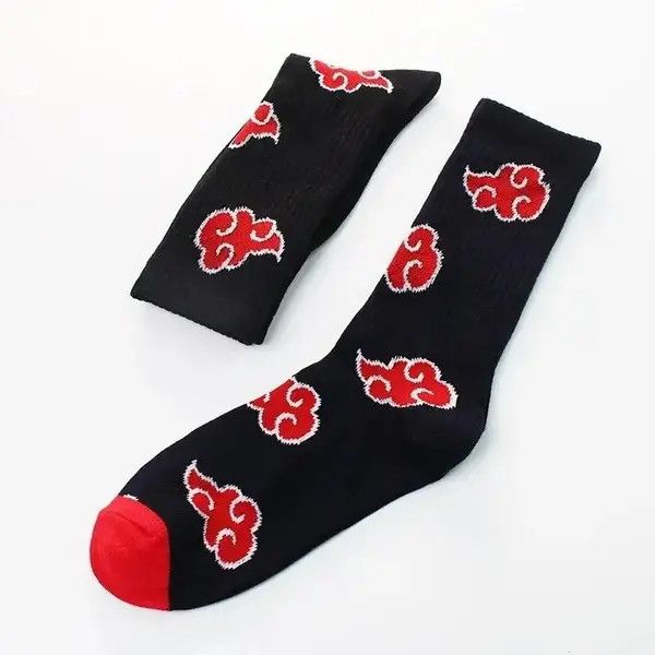 Designer × Vintage Anime Red Cloud Akatsuki Socks Size ONE SIZE - 2 Thumbnail