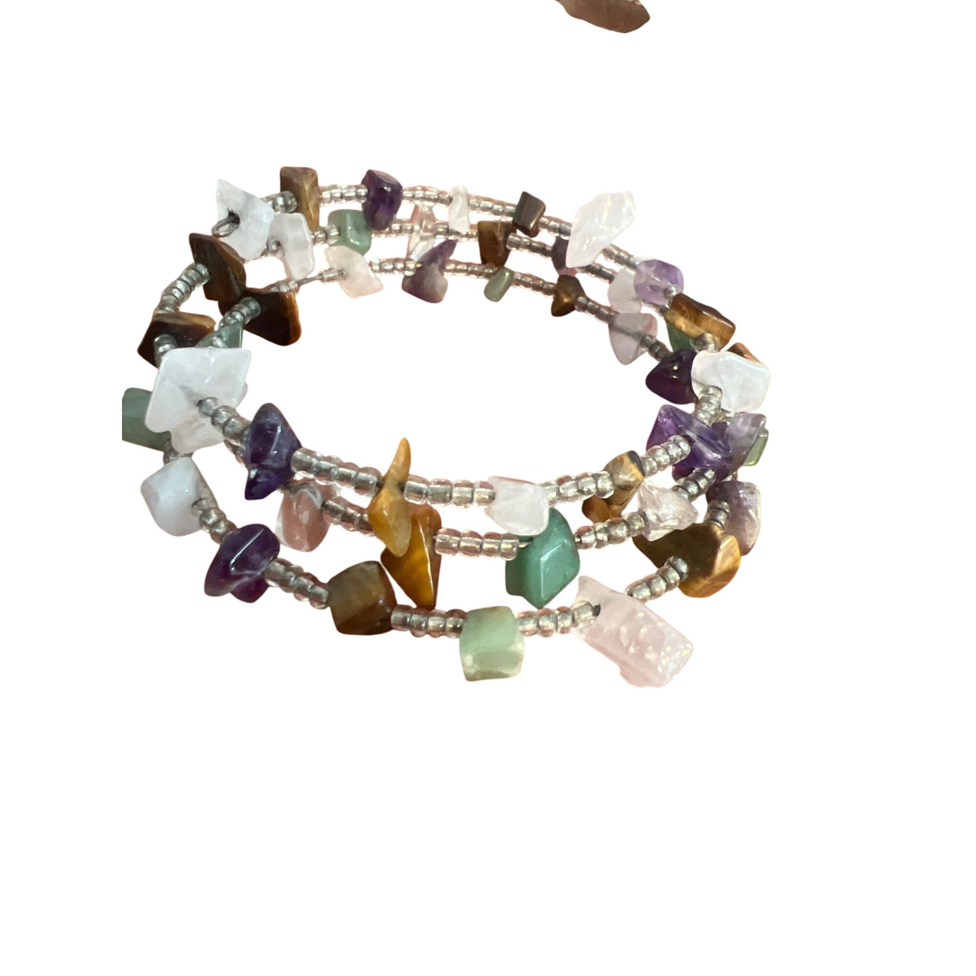 Other Jade Tigers Eye Amethyst Quarts Chip Wrap Bracelet Seed Bead Size ONE SIZE - 3 Thumbnail