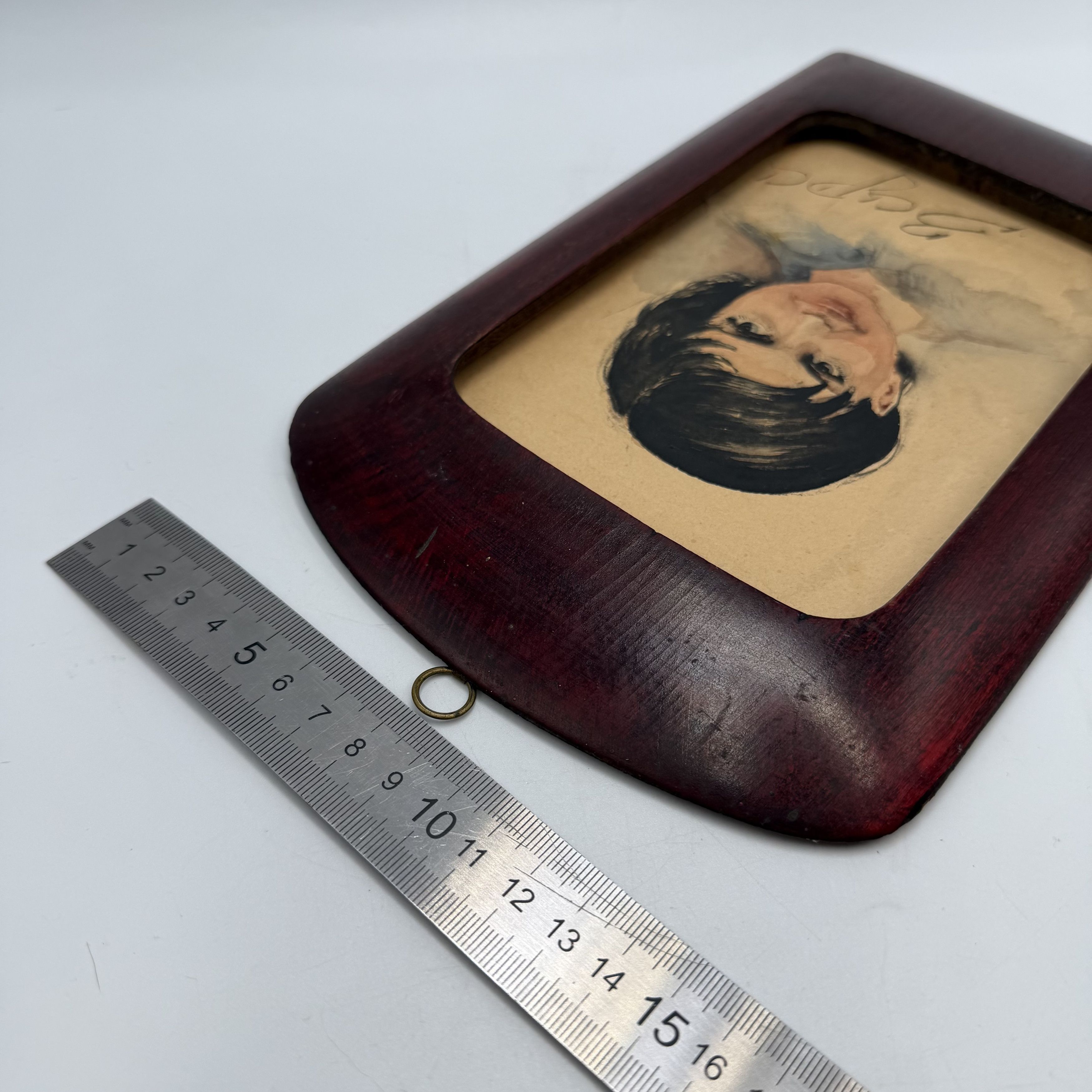 Vintage Vintage 1963 Wooden Photo Frame with Hand Painted Portrait Size ONE SIZE - 3 Thumbnail