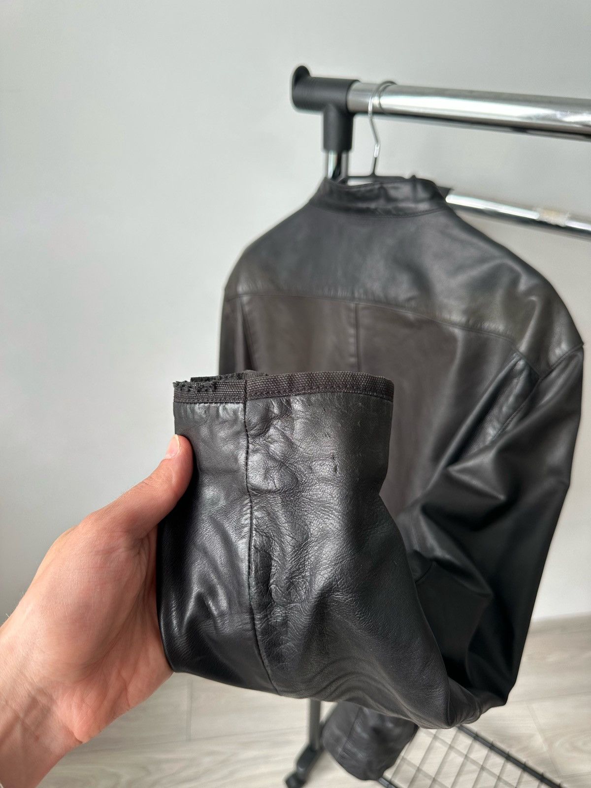 John Varvatos John Varvatos Classic Black Washed Leather Biker Jacket Size US M / EU 48-50 / 2 - 12 Thumbnail