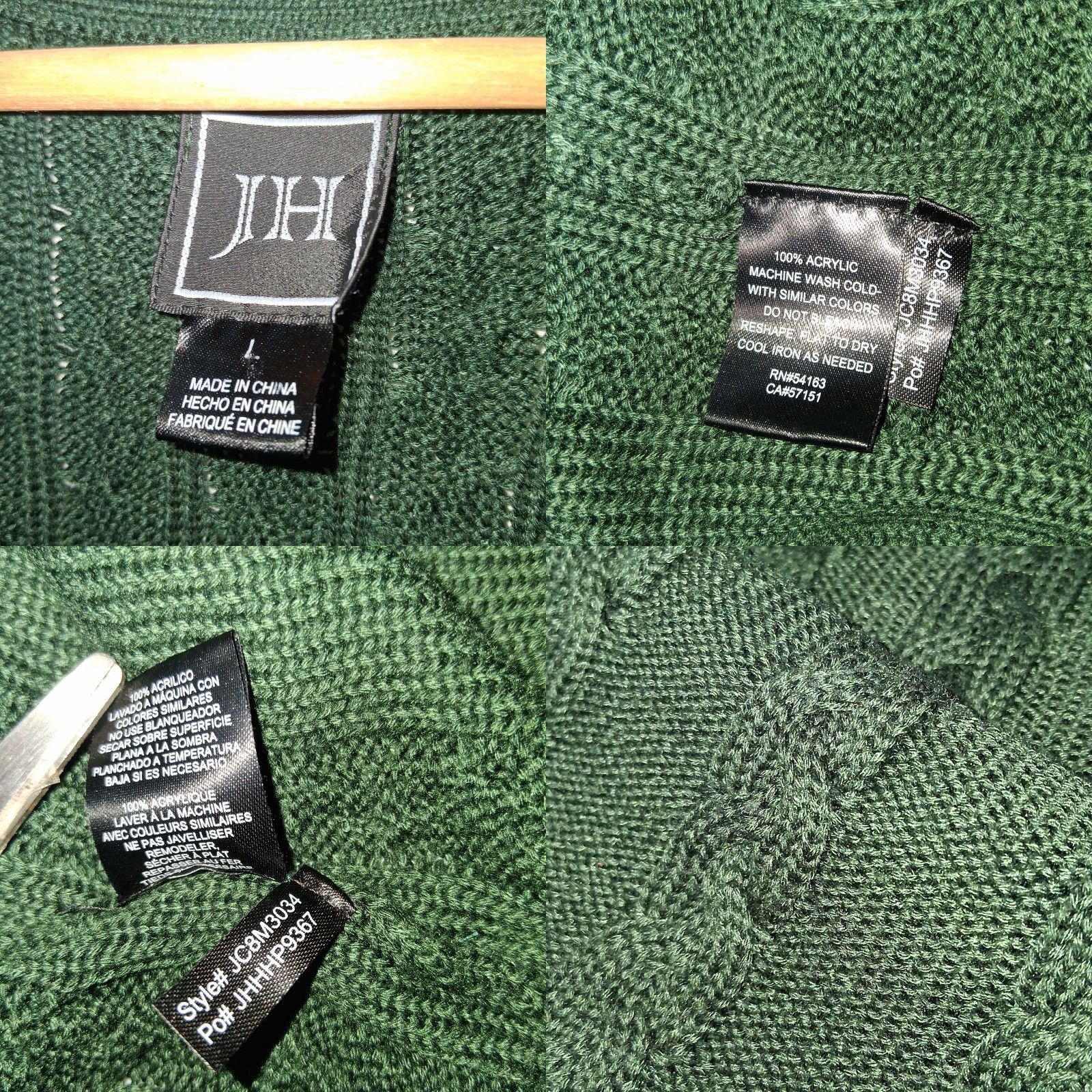 Vintage JH Jessica Howard Dress Large Hunter Green Cable Knit Long Sleeve Party Size L / US 10 / IT 46 - 8 Thumbnail
