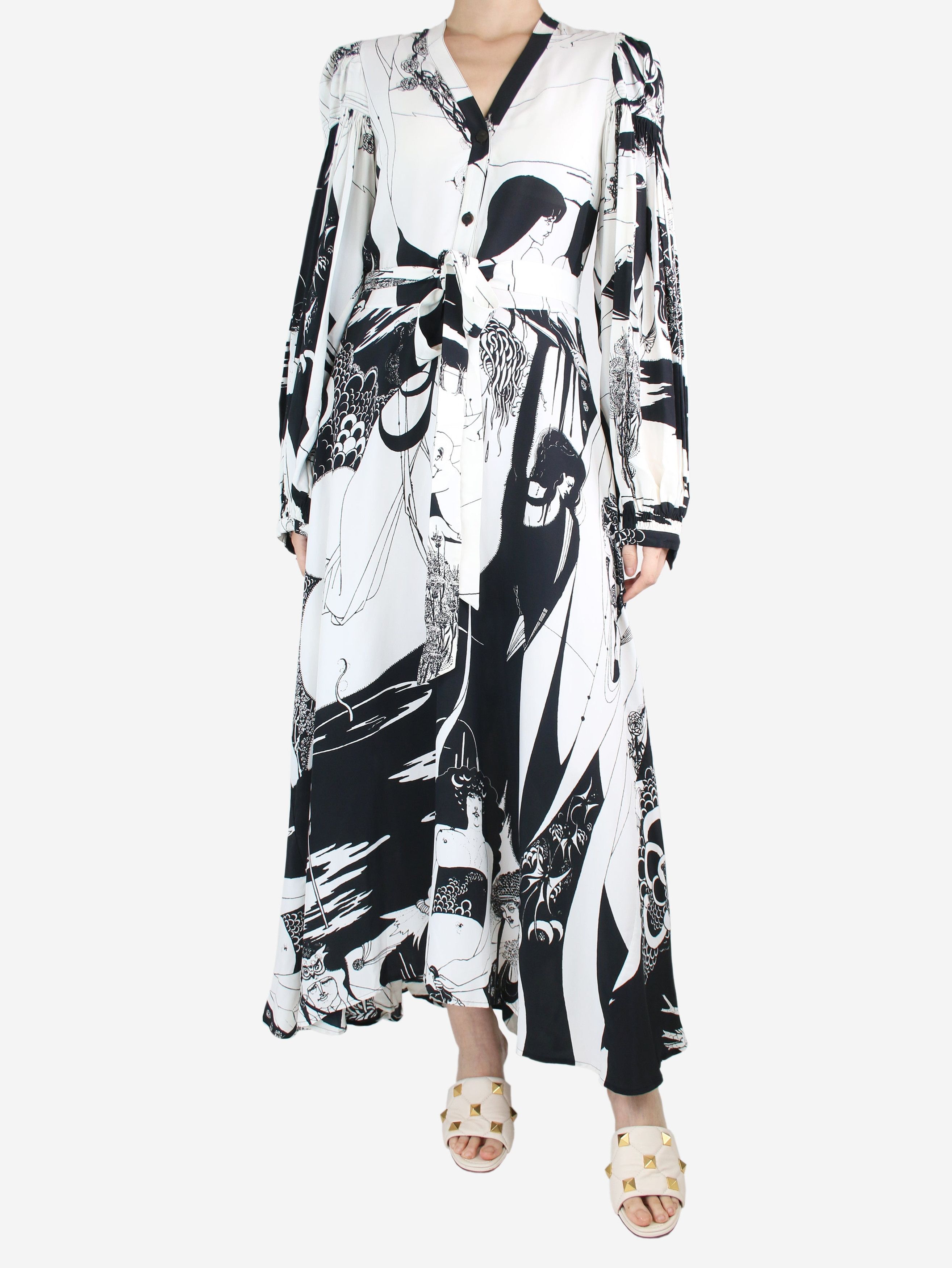 Image of Loewe Black And White All-Over Printed Dress - Size Uk 8, Women's